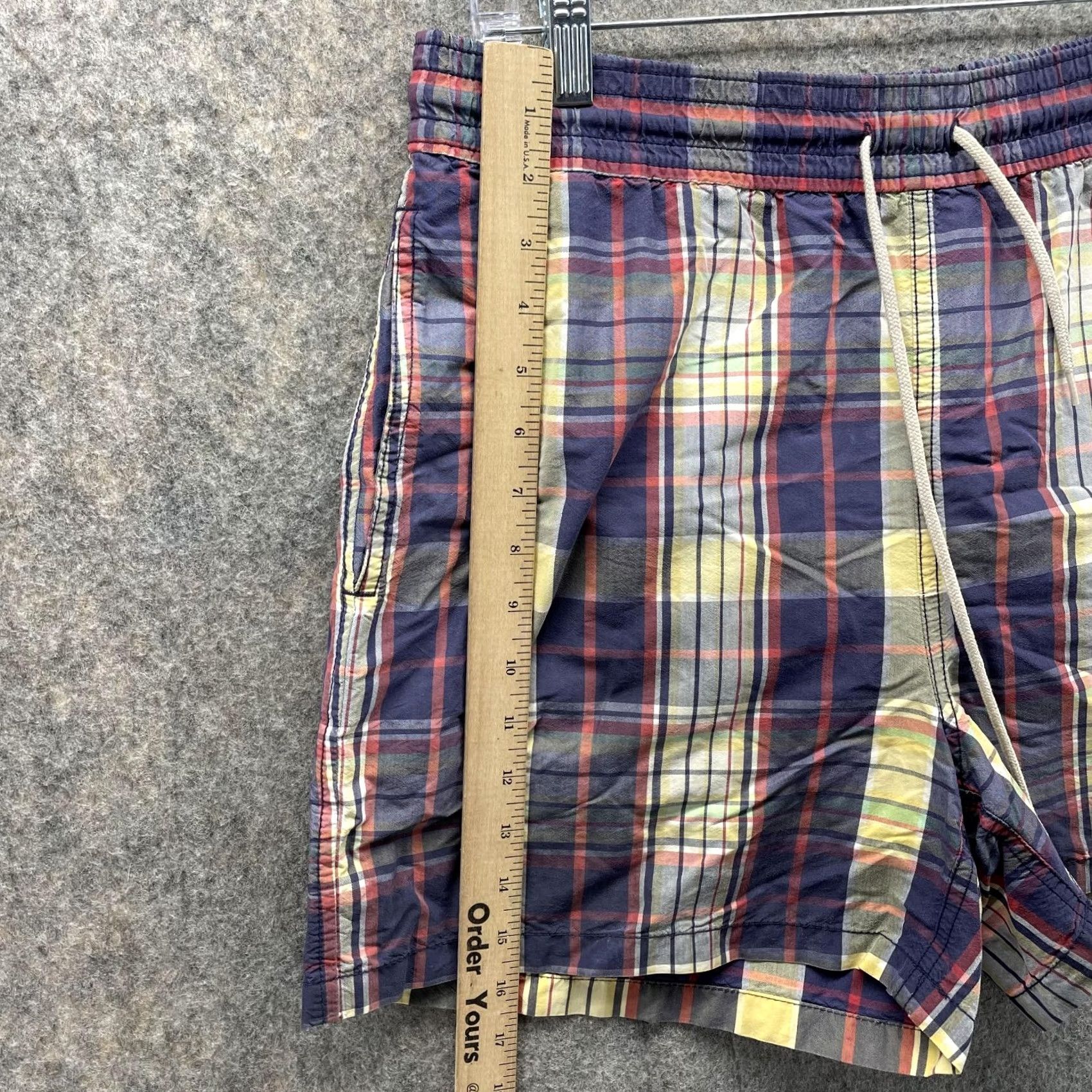 Polo Ralph Lauren VINTAGE Polo Ralph Lauren Shorts Men Medium Blue Red Madras Plaid Swim Trunks 90s Mens M Blue Plaid shorts Size US 31 - 7 Thumbnail