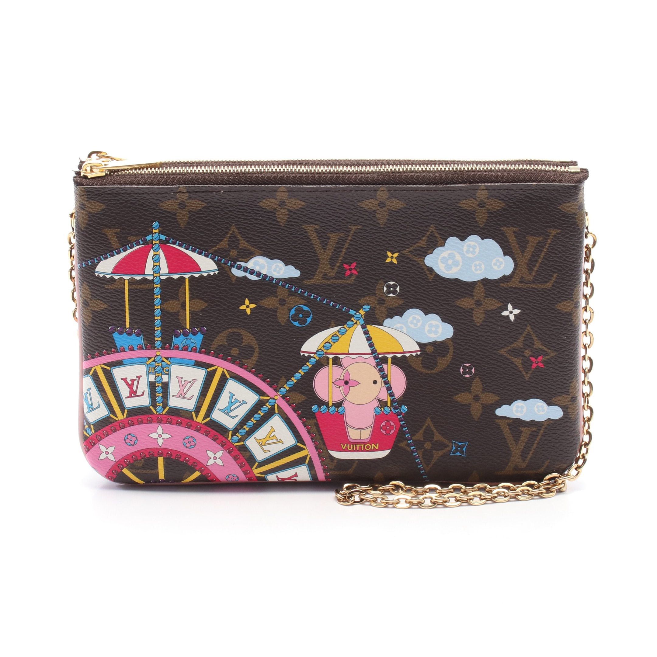 Louis Vuitton Louis Vuitton Pochette Double Zip Monogram Vivienne Chain Shoulder Bag Brown Multicolor Size ONE SIZE - 1 Thumbnail