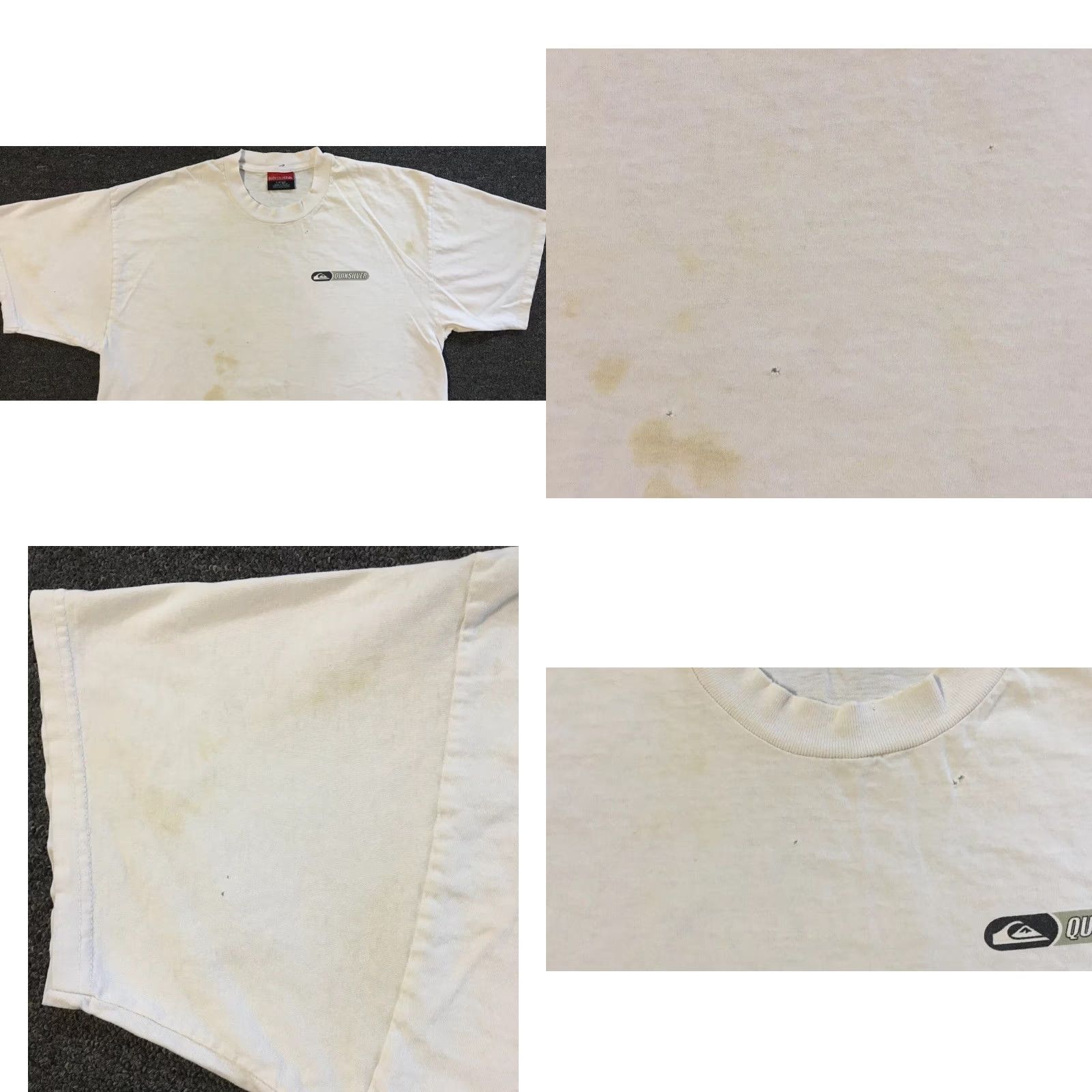 Billabong VINTAGE Quiksilver Thrashed Faded Distressed Shirt L Surf Skate Grunge Punk 90s Y2K Ocean Pacific Hawaii Destroyed Spellout White Mens T-Shirt Size US L / EU 52-54 / 3 - 8 Thumbnail
