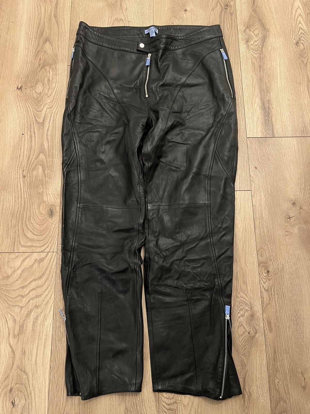 H&M × Mugler Exclusive Mugler x H&M Black Leather Panelled Trousers Size US 40 / EU 56 - 1 Thumbnail