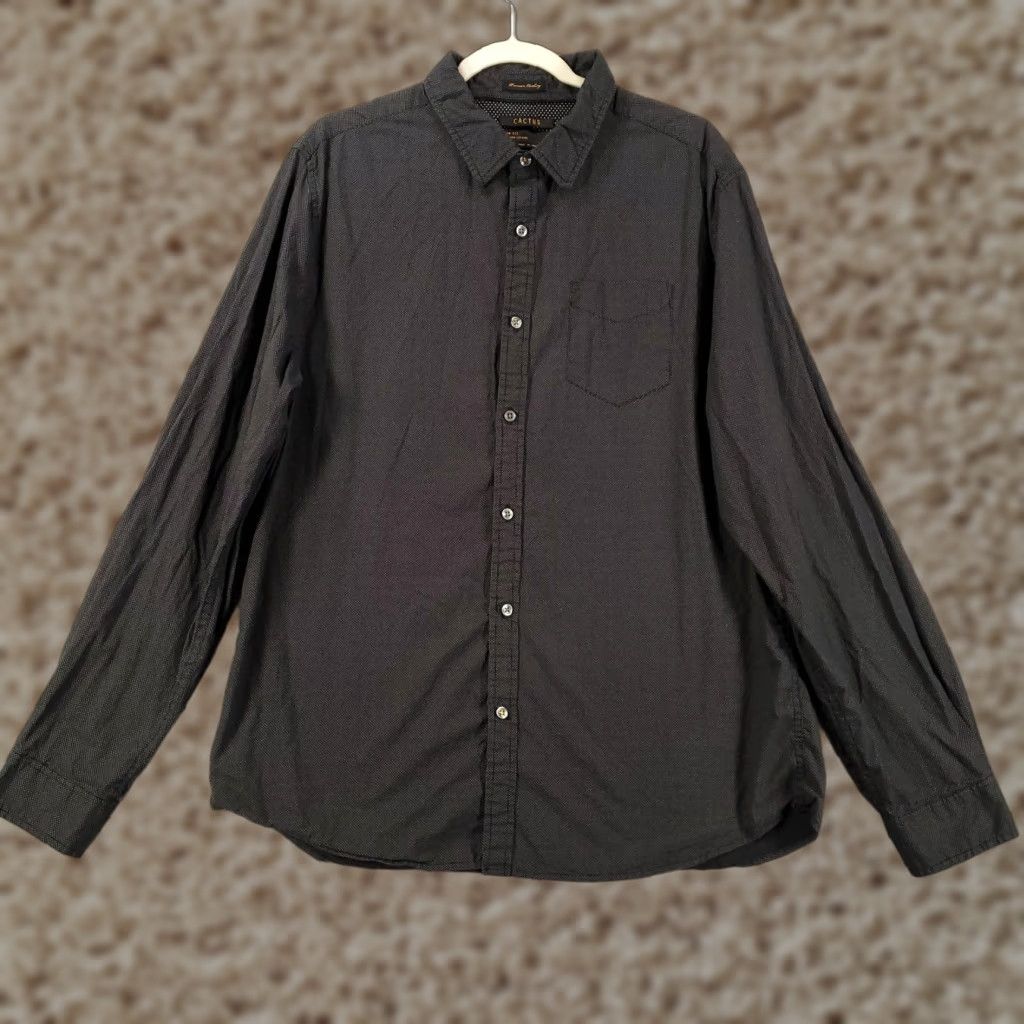 Vintage Cactus Shirt Mens XL Black Polka Dot Button-Up Slim Fit Cotton Size US XL / EU 56 / 4 - 1 Thumbnail