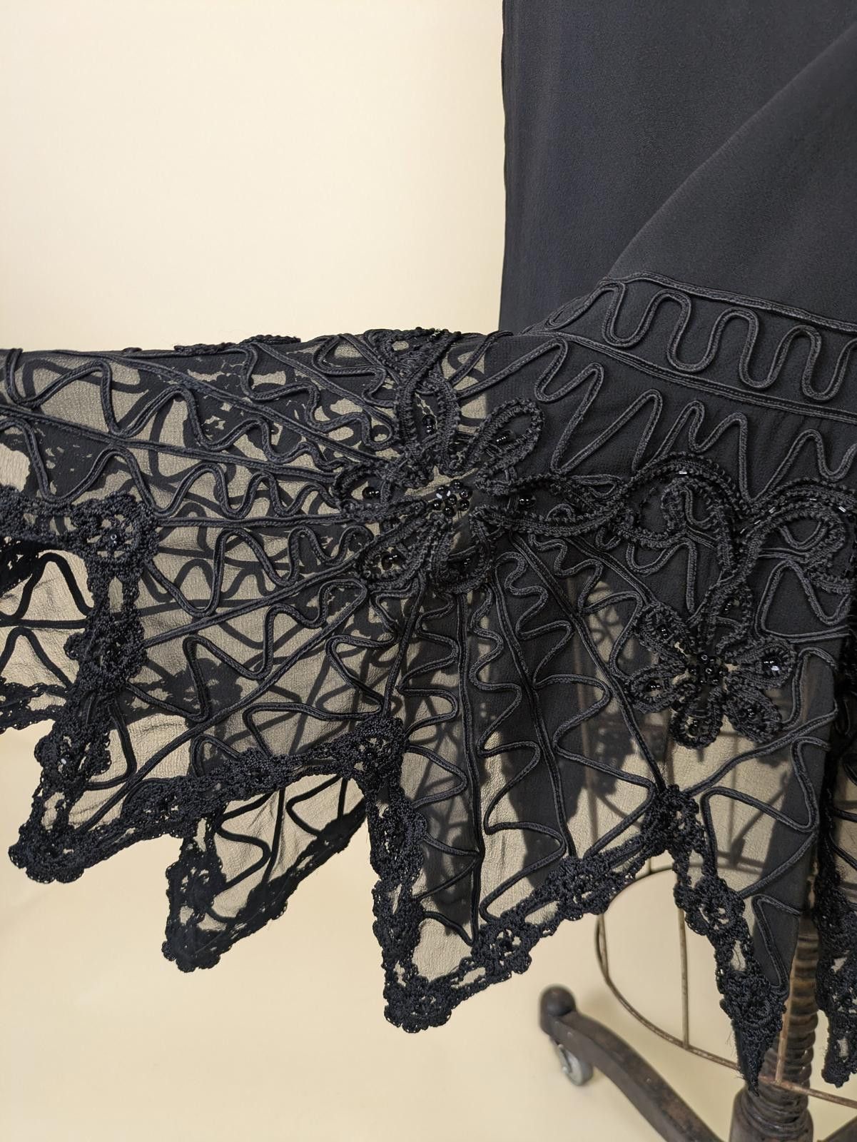 Other 1990's Sue Wong nocturne black silk goth fringe skirt Size 32" / US 10 / IT 46 - 2 Thumbnail