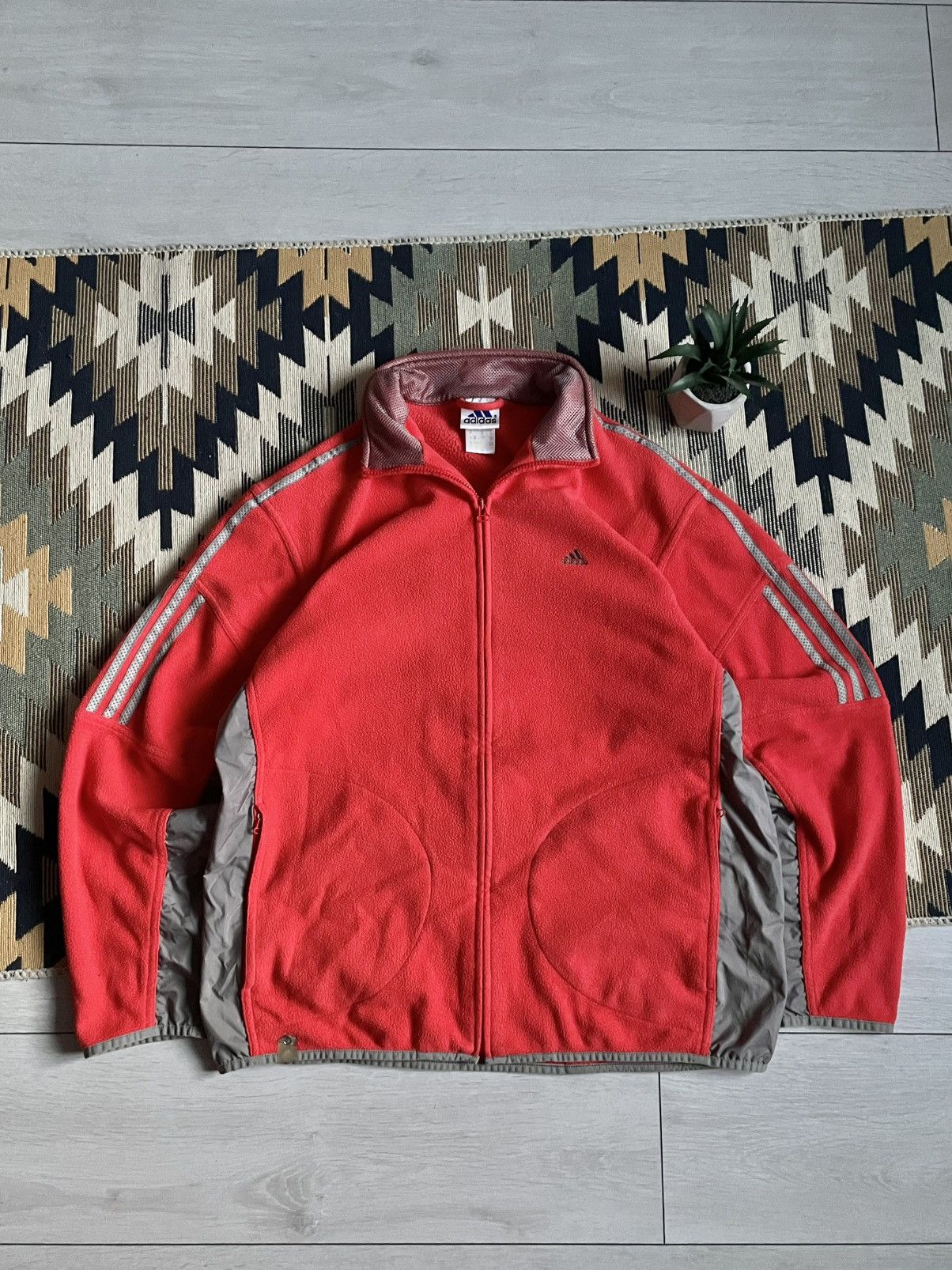 Vintage Vintage Adidas 3stripes Nylon Fleece Jacket Size US M / EU 48-50 / 2 - 1 Thumbnail