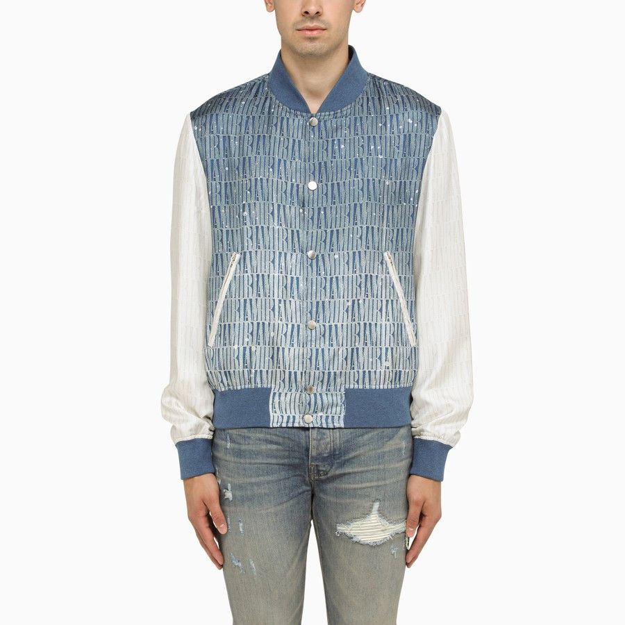 image of Amiri O1D2Blof0124 Bomber Jacket In Blue, Men's (Size Medium)