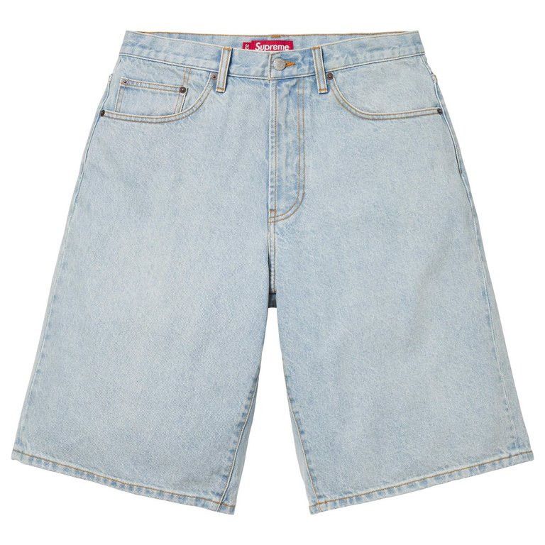 Supreme Supreme Script Baggy Denim Shorts Washed Indigo | Grailed