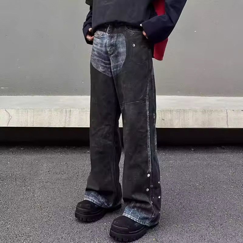 Jean Asymmetrical Blue & Black Denim Pants Size US 31 - 5 Thumbnail