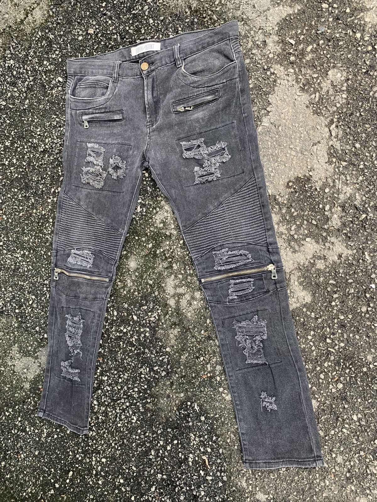 Other Distressed 8IGHTH/DSTRKT Multizipper Biker Streching Denim Size US 37 - 5 Thumbnail