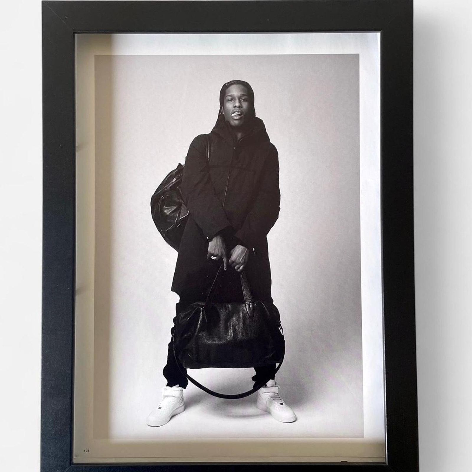A$AP Rocky × Vintage ASAP Rocky in black jacket photo in framed poster 9x11 Size ONE SIZE - 1 Thumbnail
