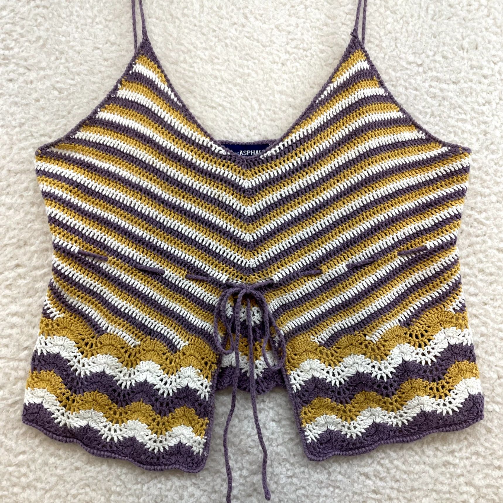 Vintage VINTAGE Y2K Camisole Tank Top Striped Crochet Boho Fairy Grunge Festival Shirt M Womens Size M / US 6-8 / IT 42-44 - 3 Thumbnail