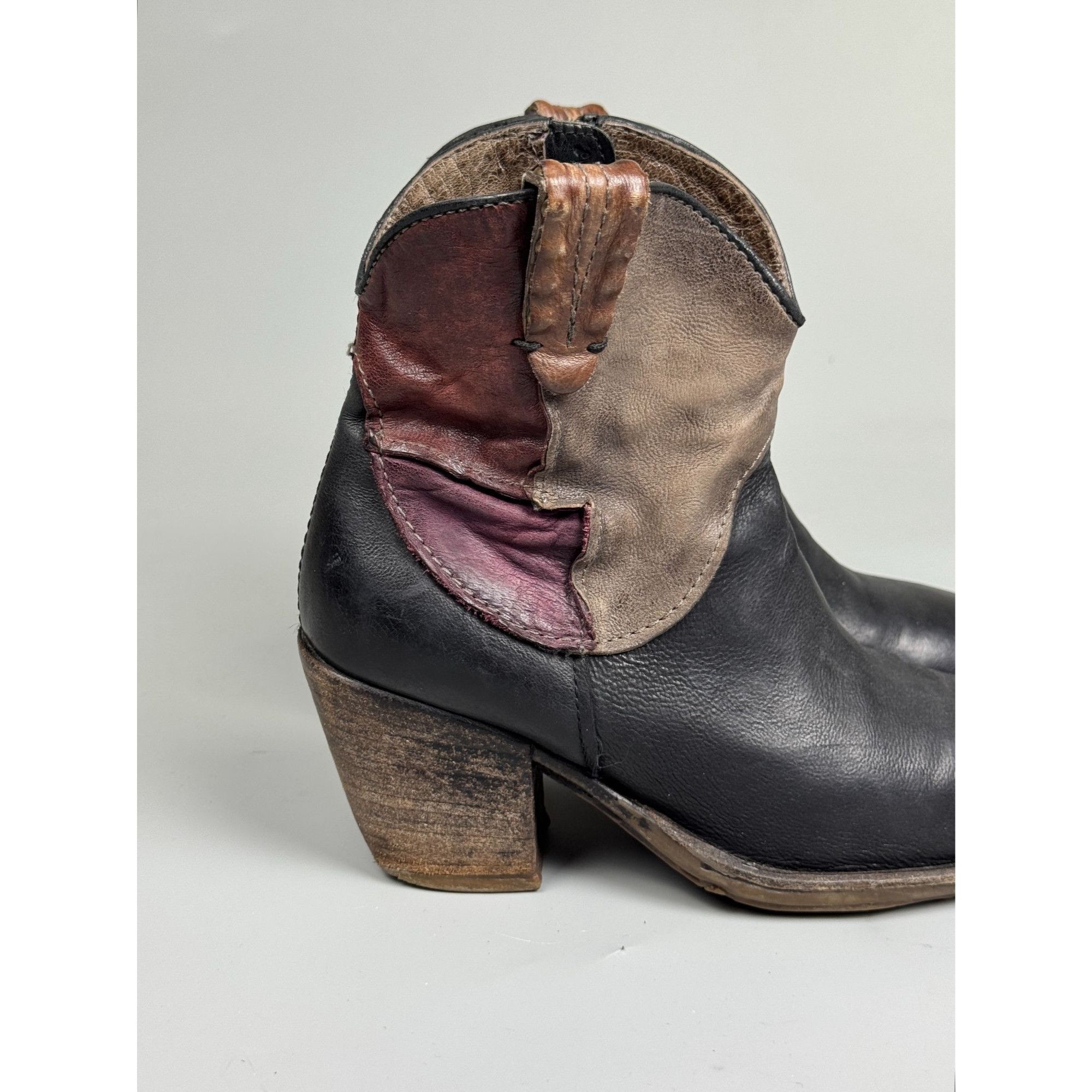 A.S.98 A.S.98 Airstep Leather Ankle Western Patchwork Boots (YG027) Size US 7 / IT 37 - 2 Thumbnail