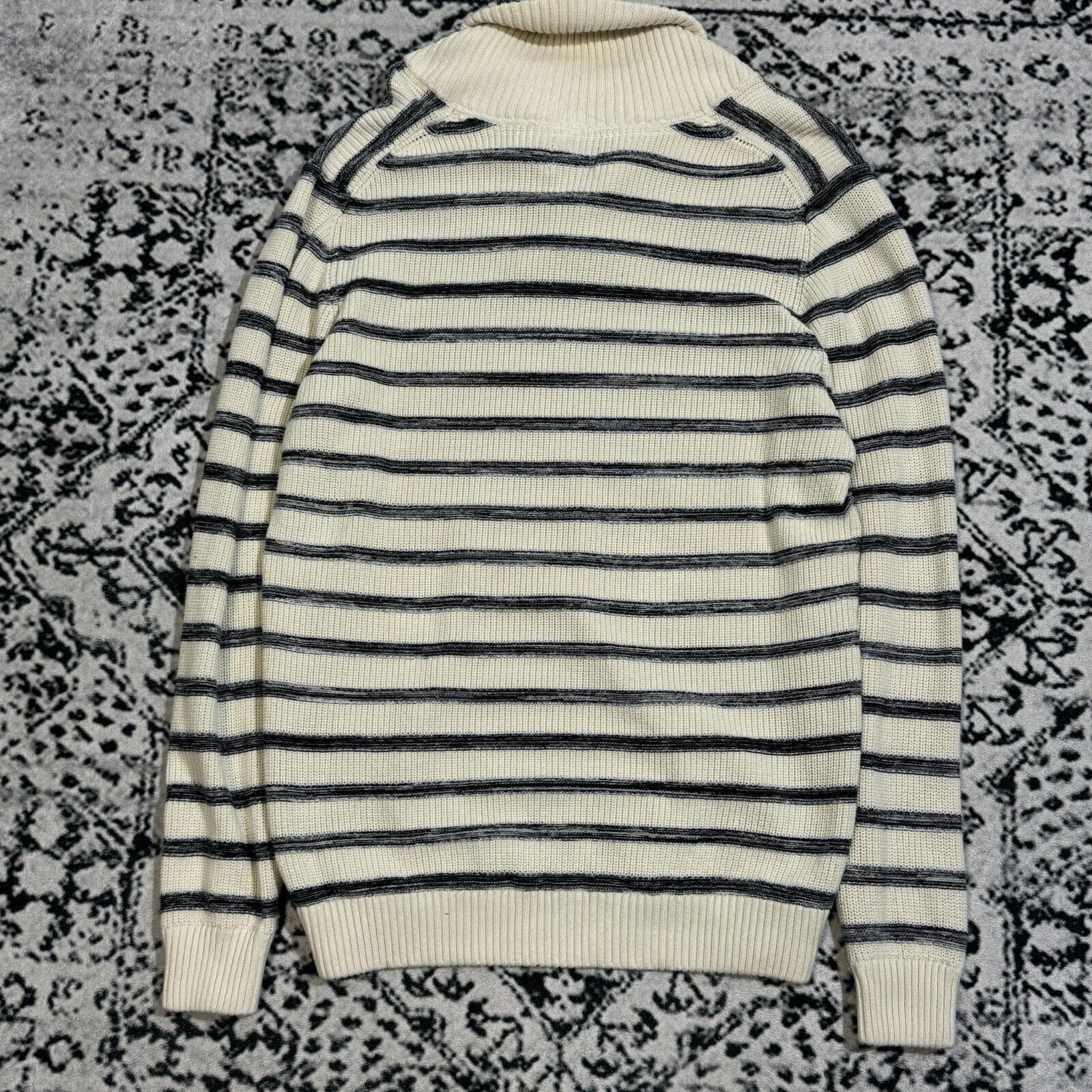 Vintage Vintage Dobber Unisex White Gray Striped Turtleneck Size XL Size US XL / EU 56 / 4 - 8 Thumbnail