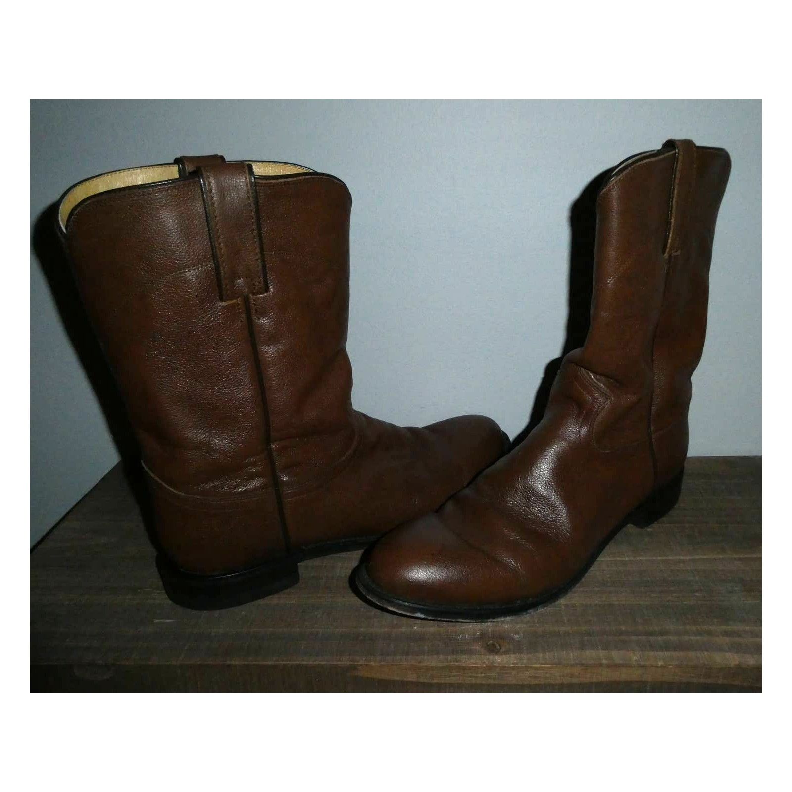 Justin Boots men's JUSTIN roper boots, size: 10D, light brown, 11" height Size US 10 / EU 43 - 2 Thumbnail