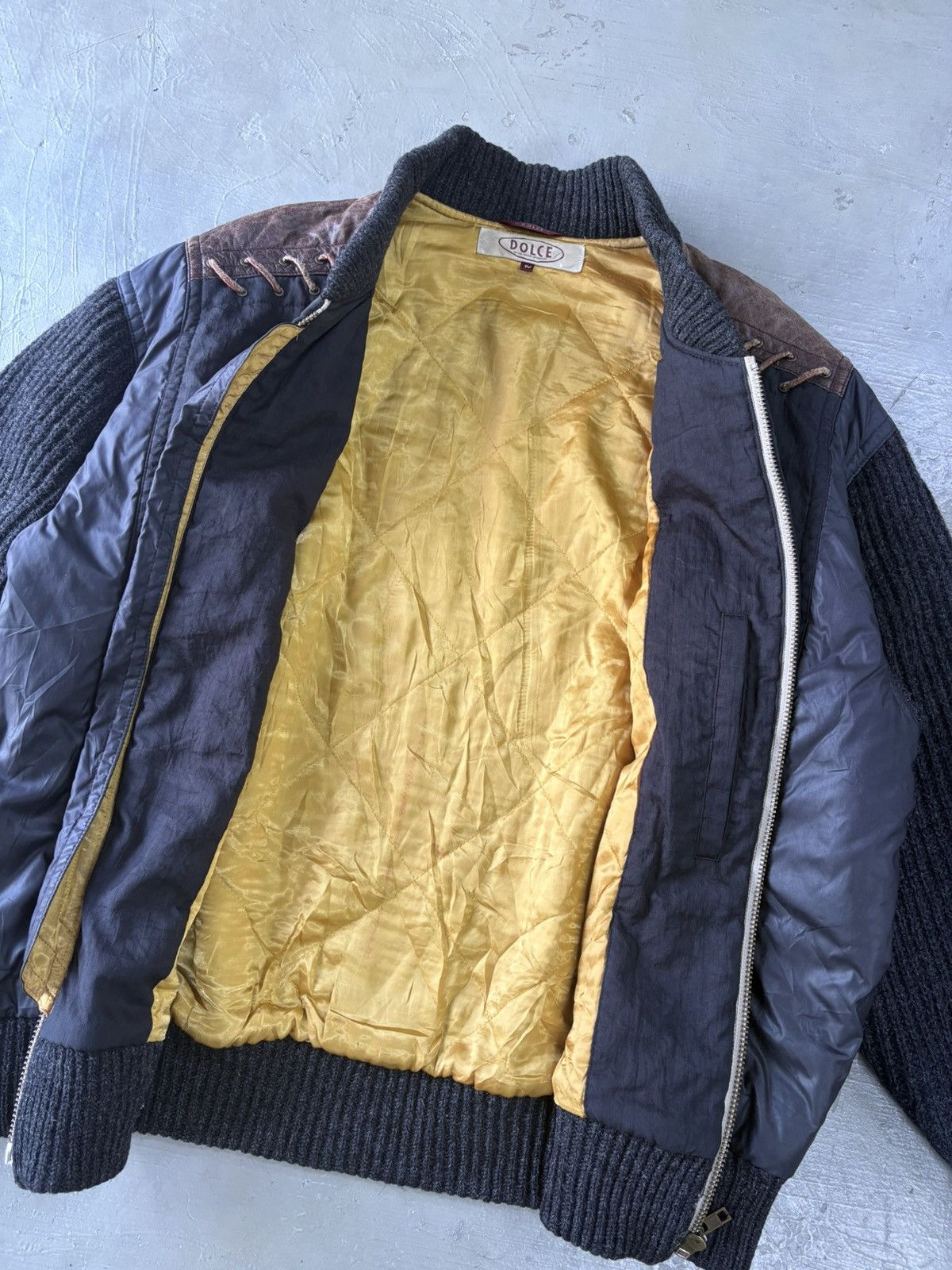 Dolce & Gabbana Vintage Dolce Inspired Lace Up Bomber Wool Leather Jacket Size US XL / EU 56 / 4 - 13 Thumbnail