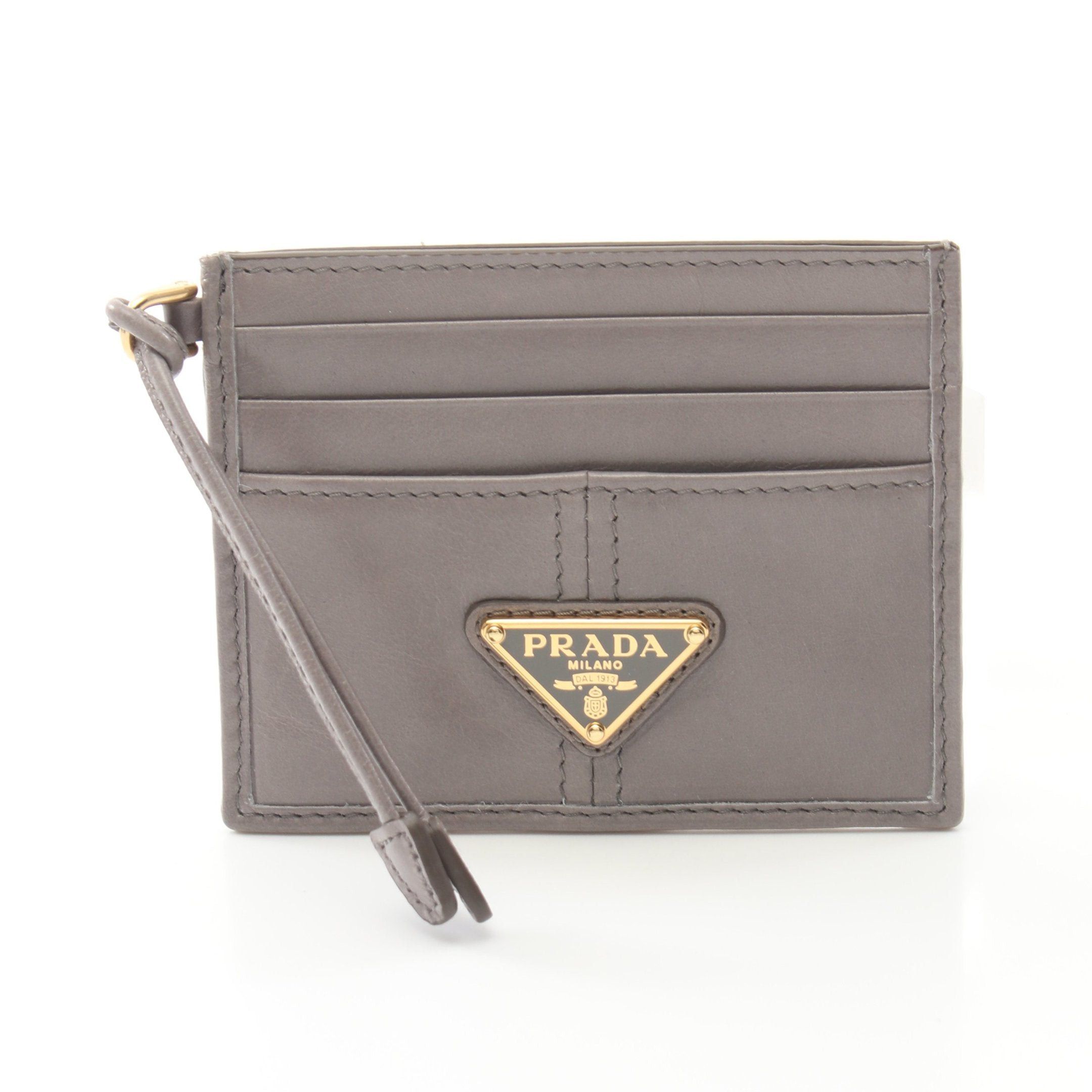 Prada Prada Soft Lux Card Case Leather Gray Size ONE SIZE - 1 Thumbnail