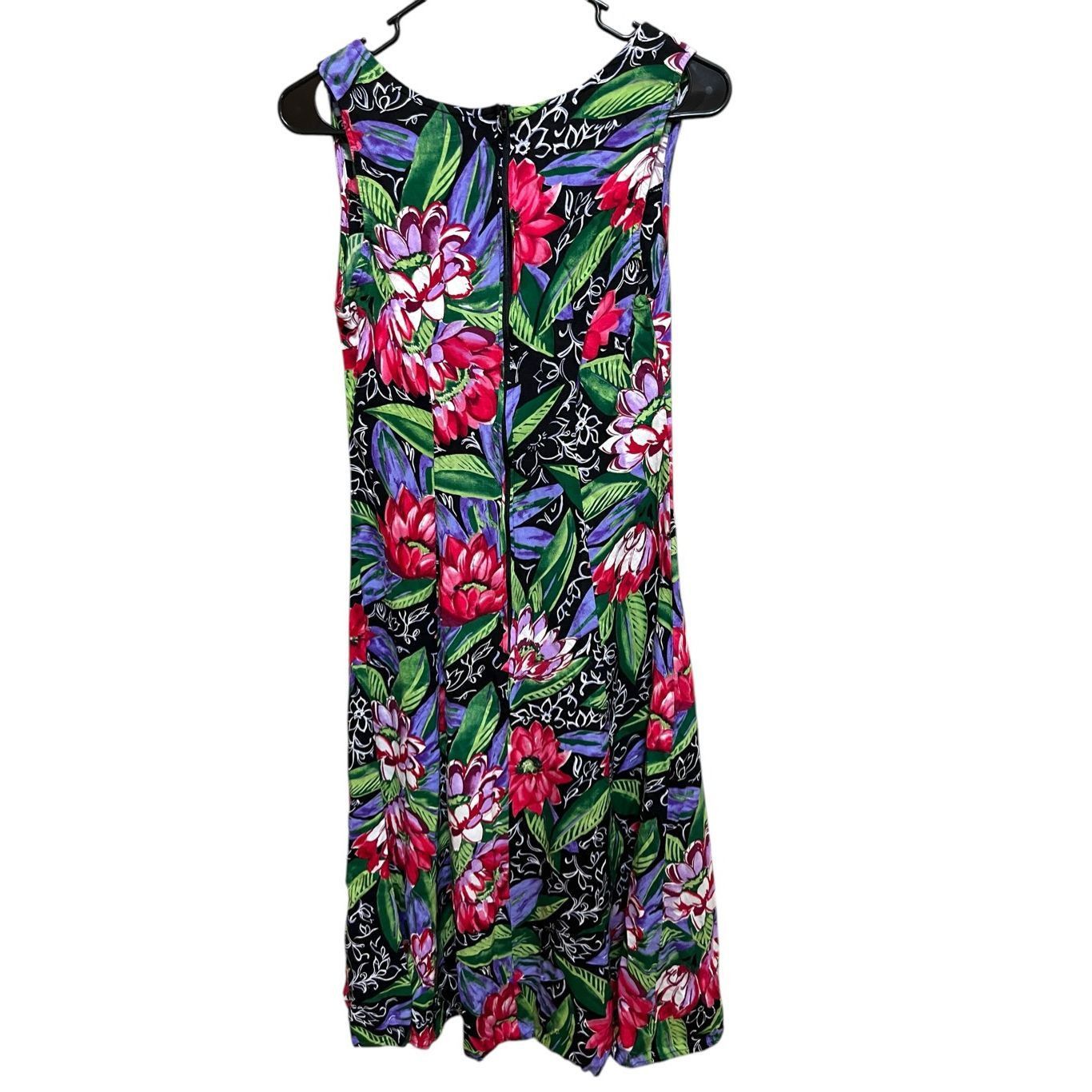 Other Vintage Caroline Wells 90s Flower Print Midi Dress Size 8 Size M / US 6-8 / IT 42-44 - 6 Thumbnail
