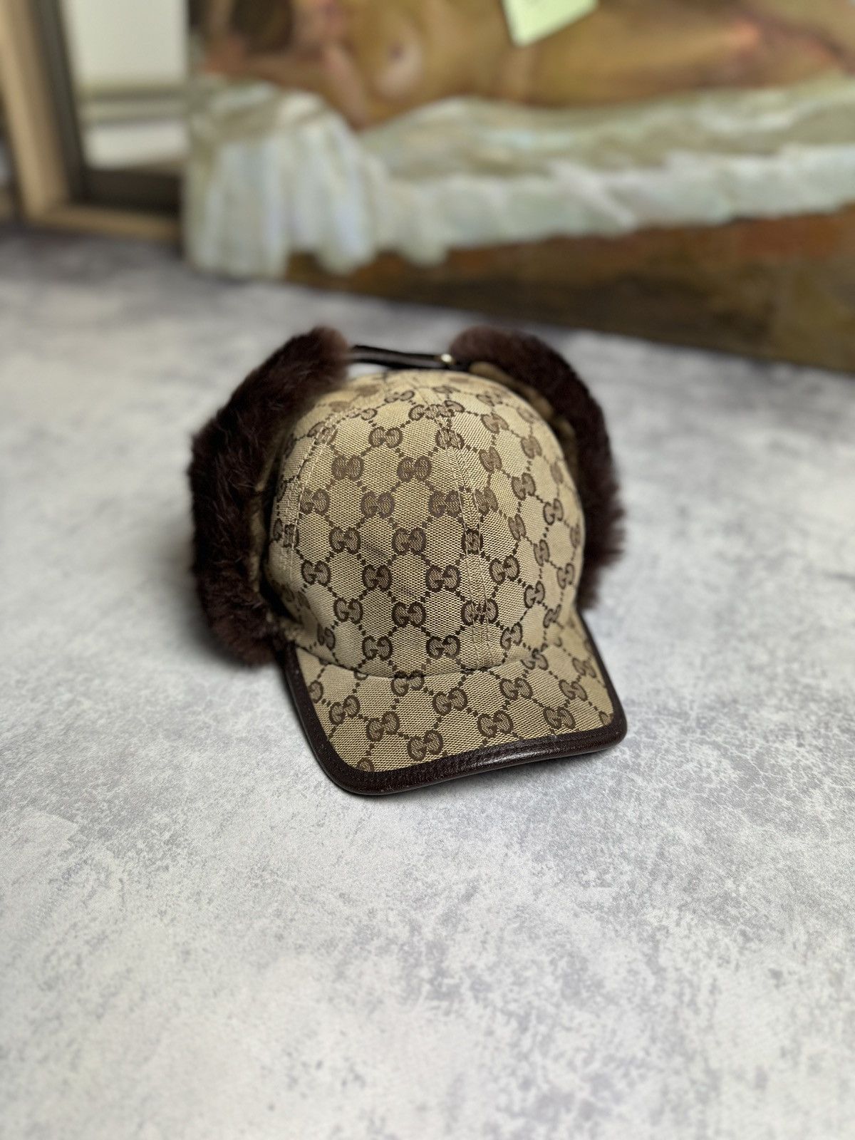 Gucci Gucci Y2K Rabbit Real Fur Monogram Trapper Ushanka Hat Cap | Grailed