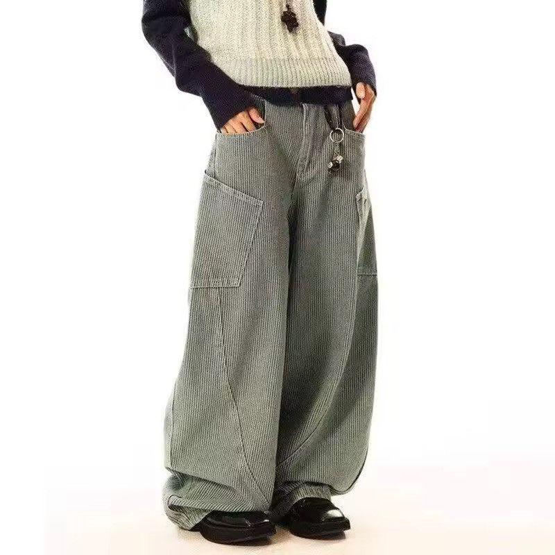 Designer × Vintage Streetwear Striped Loose Baggy Wide Leg Trousers Pants Y2k Size US 35 - 3 Thumbnail