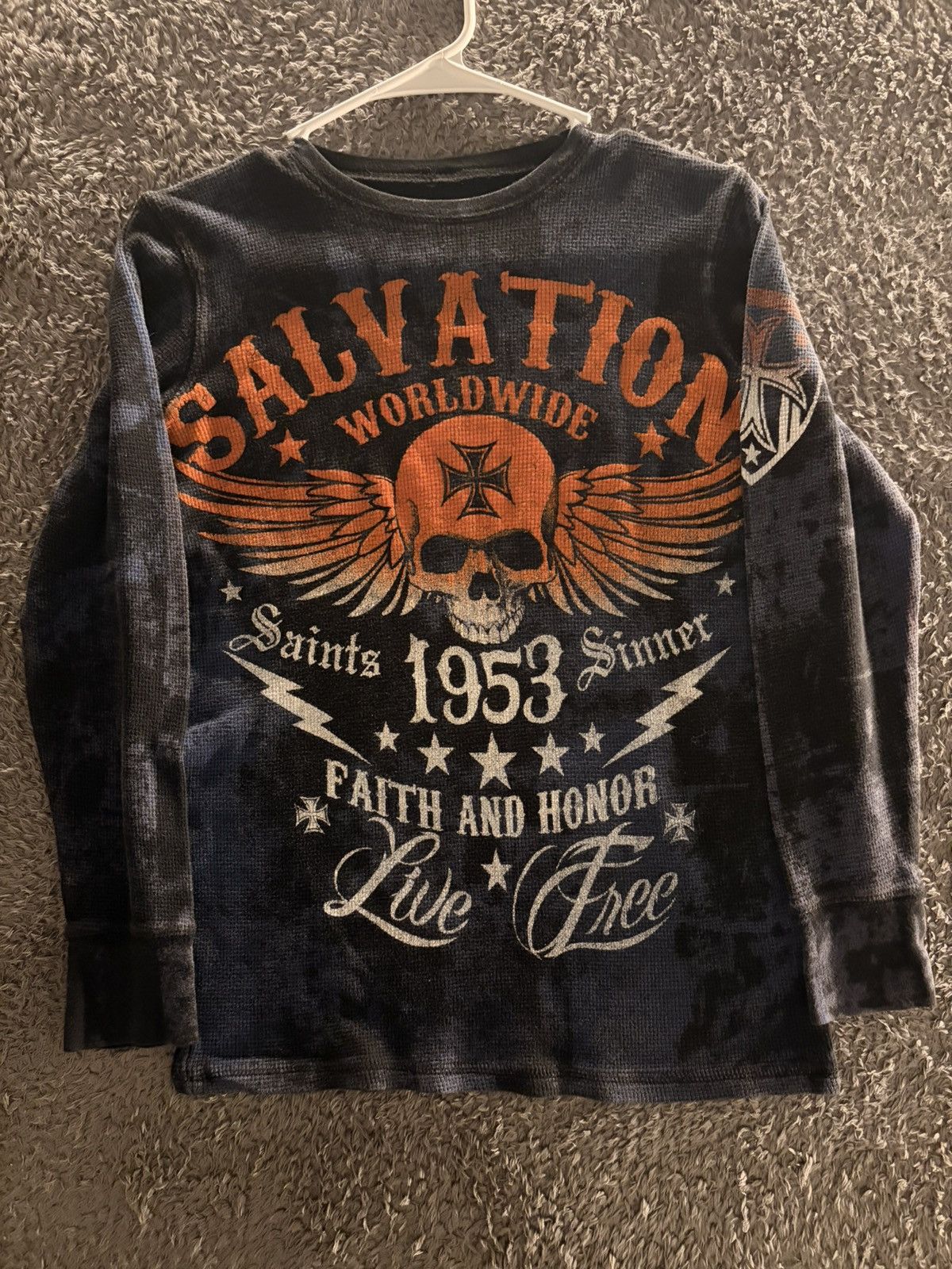 Other Vintage Salvation Worldwide 1953 Skull Graphic Thermal Size US S / EU 44-46 / 1 - 1 Thumbnail