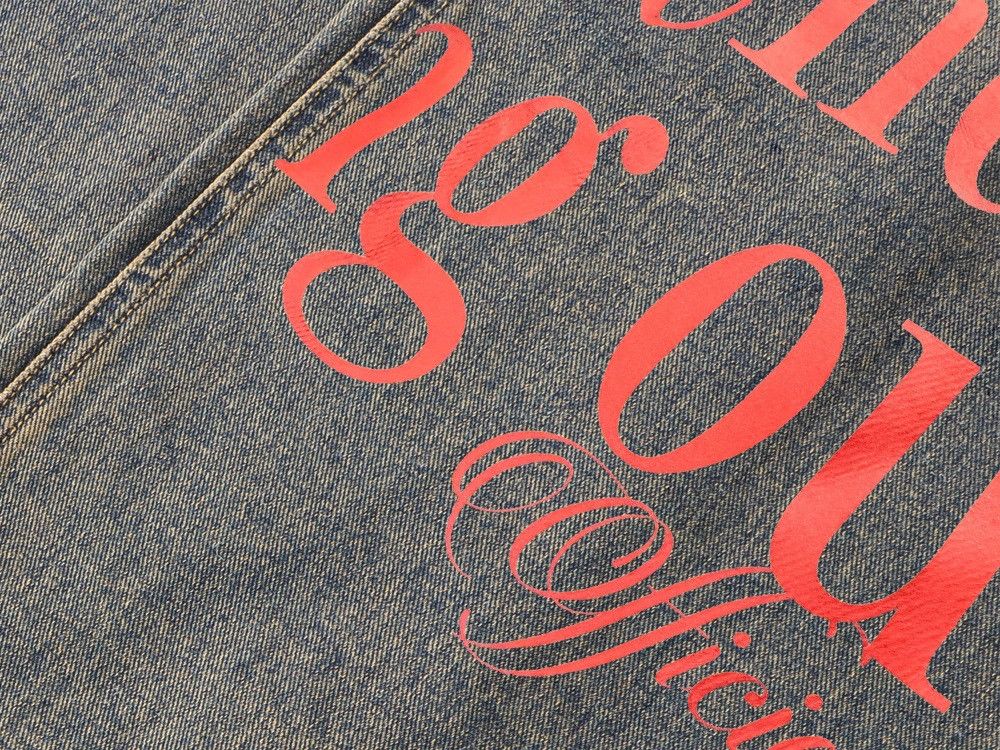 Vintage American retro letter print distressed washed denim jeans Size US 32 / EU 48 - 4 Thumbnail