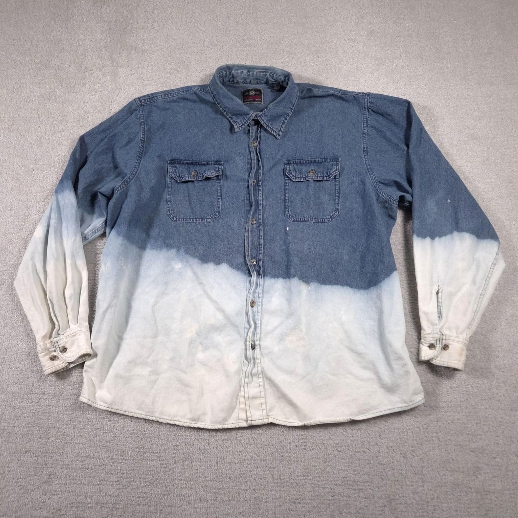 Wrangler Wrangler Shirt Mens 2XL Blue White Dip Dye Denim Western Button Down Long Sleeve Shirt Women?Oops Size US XXL / EU 58 / 5 - 2 Thumbnail