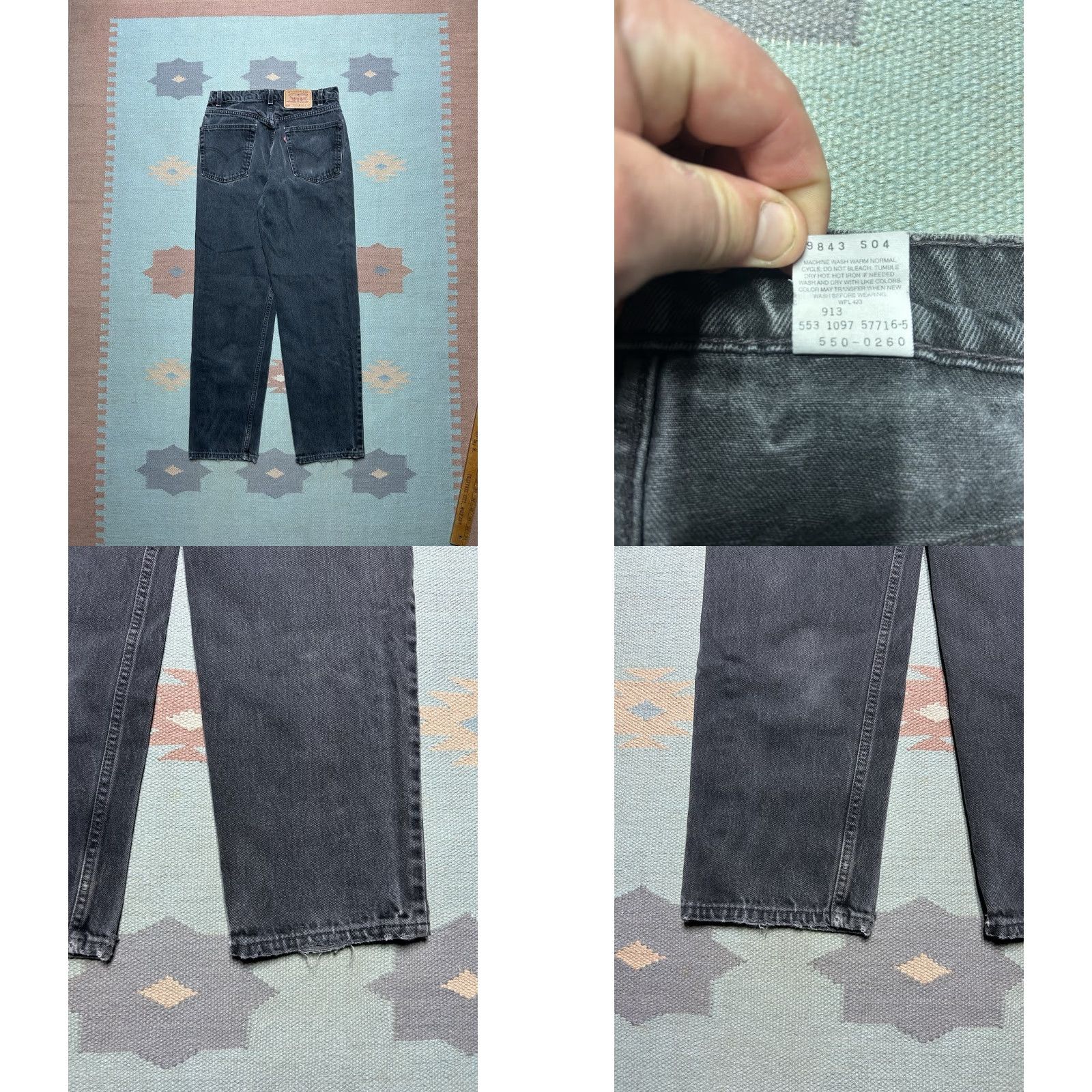 Levi's VINTAGE Levi’s 550 Jeans Mens Relaxed 30x31 Black Distressed 90s Grunge Skater Jeans Size US 30 / EU 46 - 8 Thumbnail