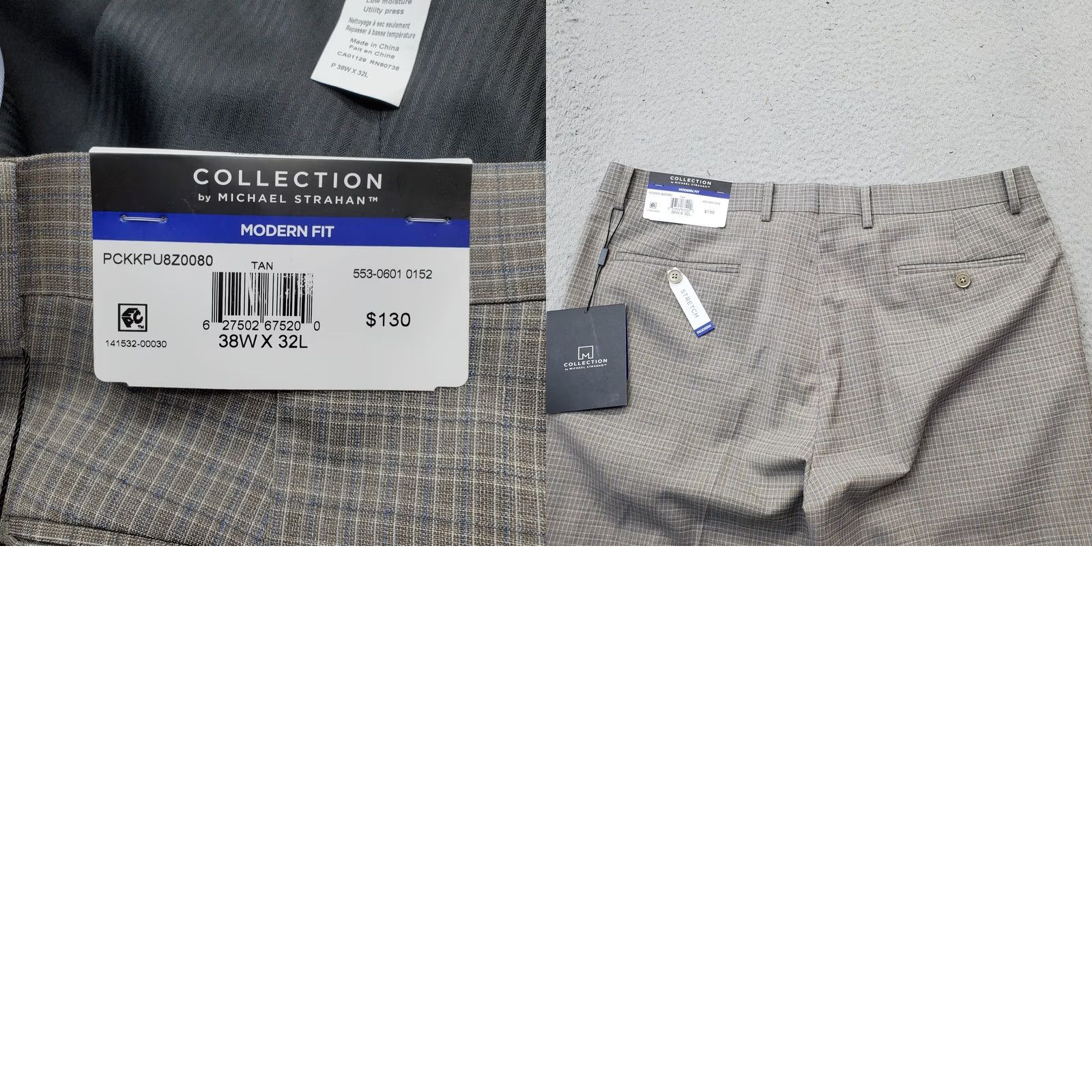 Vintage Michael Strahan Pants Mens 38 Collection 38x32 Multi Checked Stretch Modern Fit Size US 38 / EU 54 - 8 Thumbnail