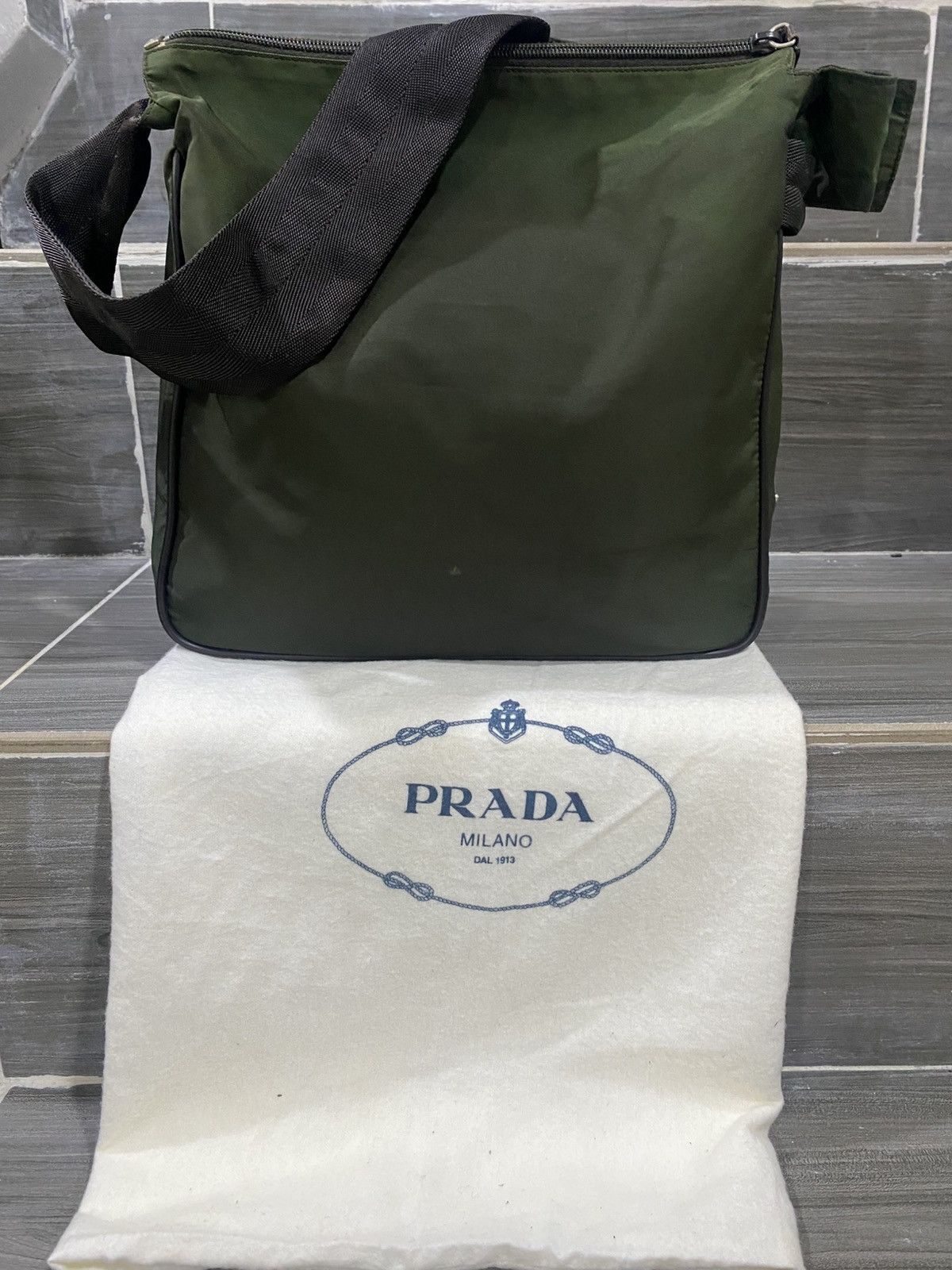 Prada Prada Tessuto Pocono Square Nylon Shoulder Bag Green Size ONE SIZE - 5 Thumbnail