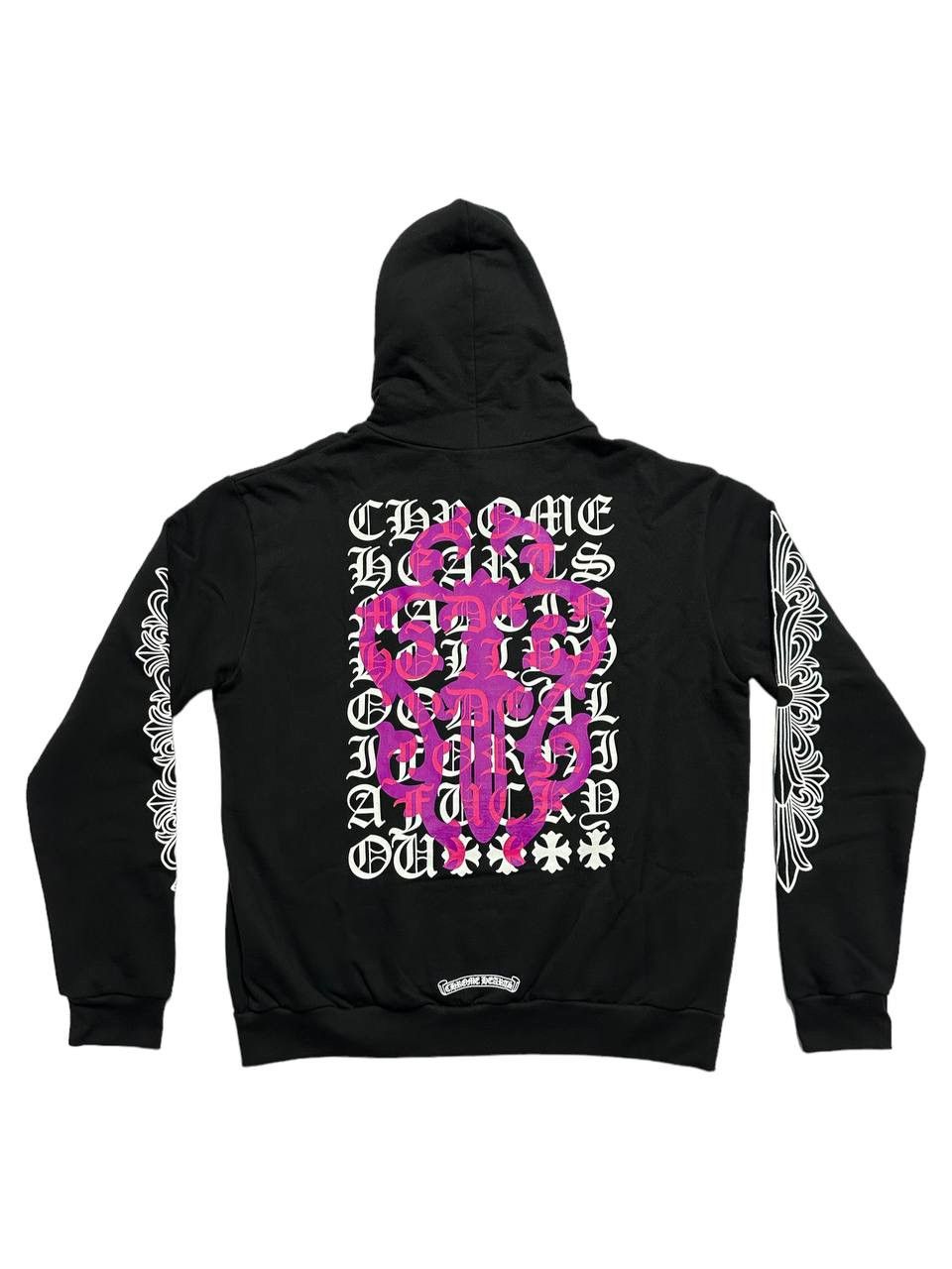 Chrome Hearts Chrome Hearts Pink Dagger & Eye Chart Pullover zip ...