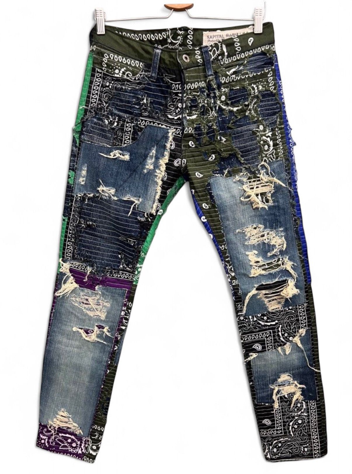 Kapital KAPITAL BORO BANDANA DECONSTRUCTED ARCHIVE DENIM PANTS Size US 32 / EU 48 - 1 Thumbnail