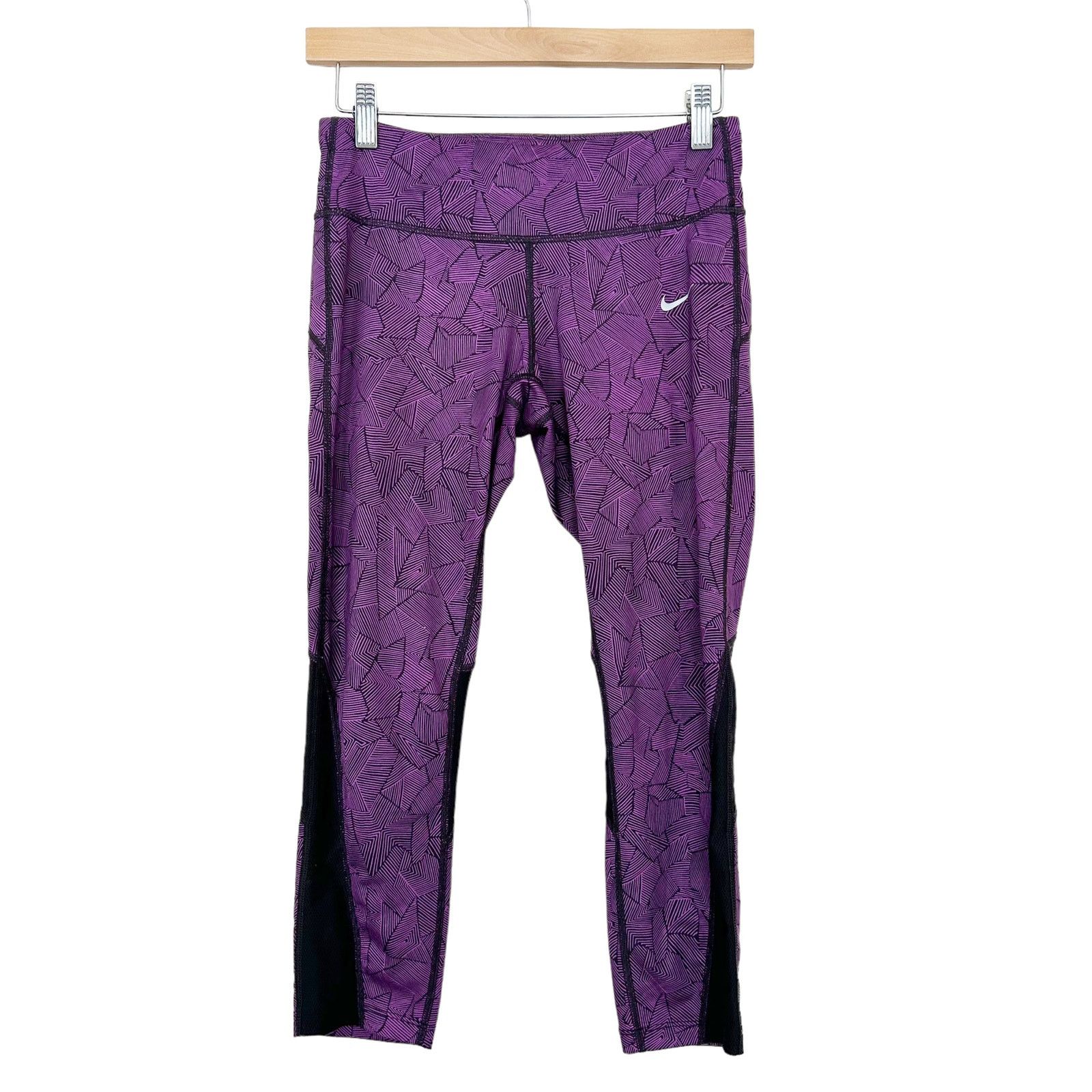 Nike Nike Dri Fit Purple Black Cropped Leggings Sz S Size 27" / US 4 / IT 40 - 1 Thumbnail