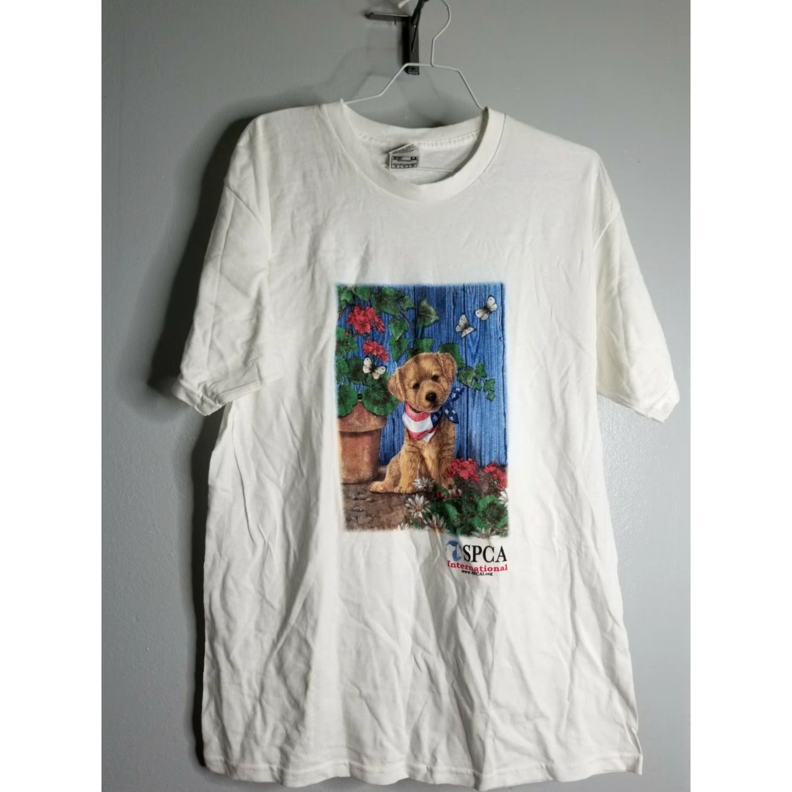 Vintage VINTAGE Retro Mens L SPCA International Puppy American Flag T Shirt Distressed Size US L / EU 52-54 / 3 - 2 Thumbnail