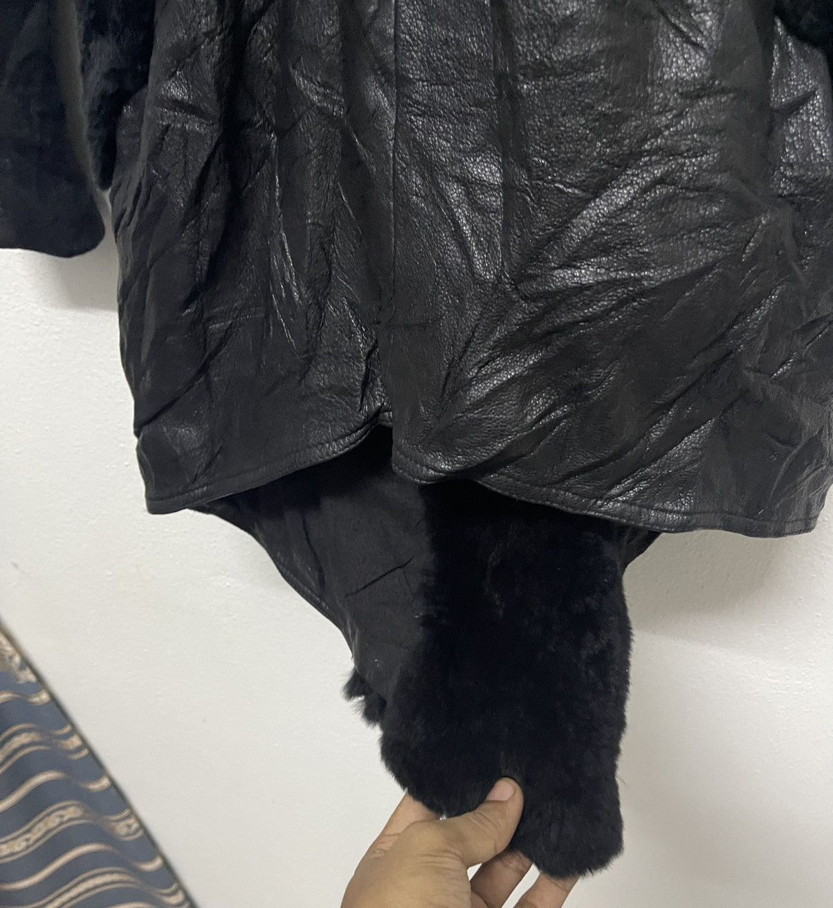Helmut Lang HELMUT LANG GOAT LEATHER MIX FUR RABBIT JACKET ASYMMETRICAL Size S / US 4 / IT 40 - 15 Thumbnail