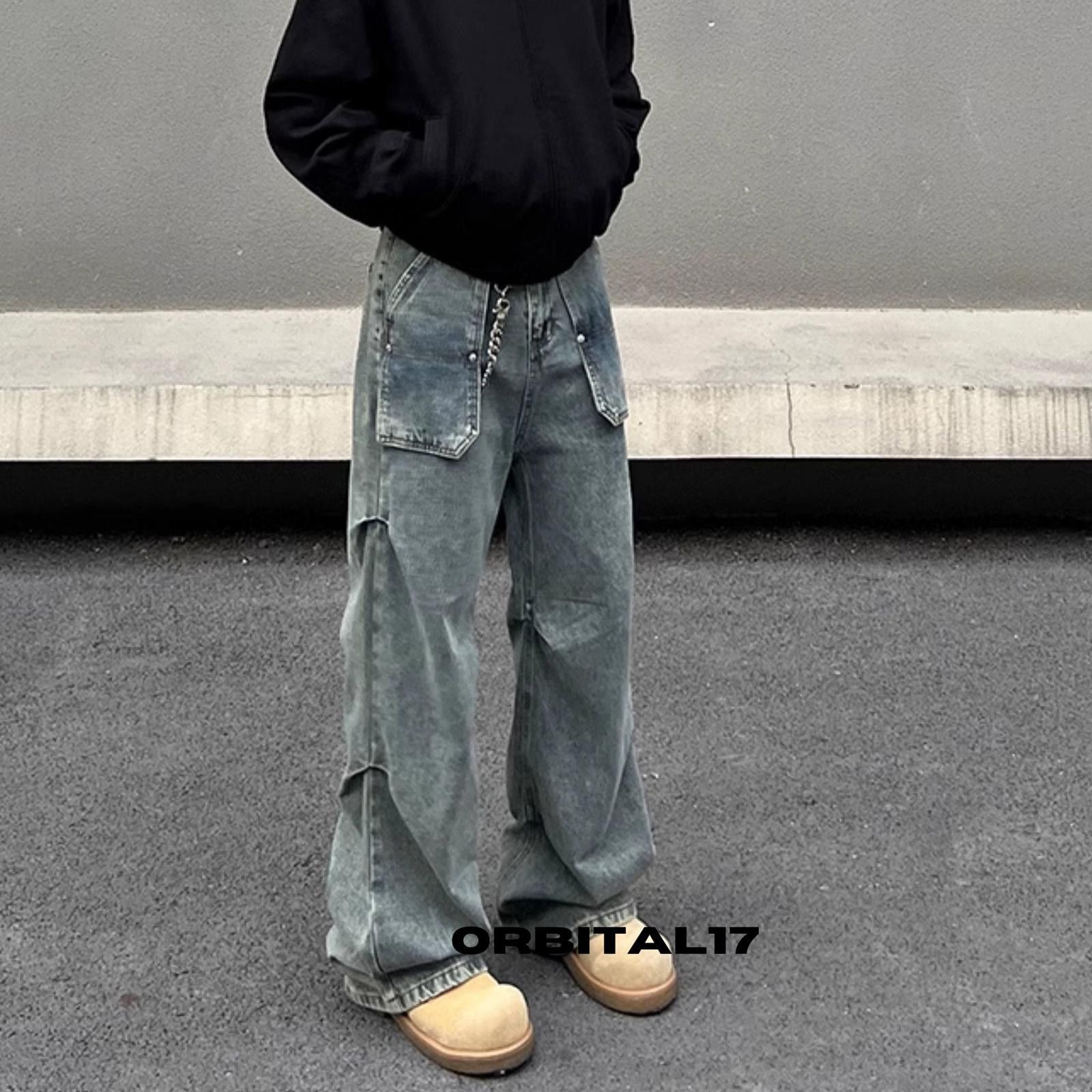 Vintage Blue Cargo Stacked Flare Denim Jeans Size US 32 / EU 48 - 3 Thumbnail