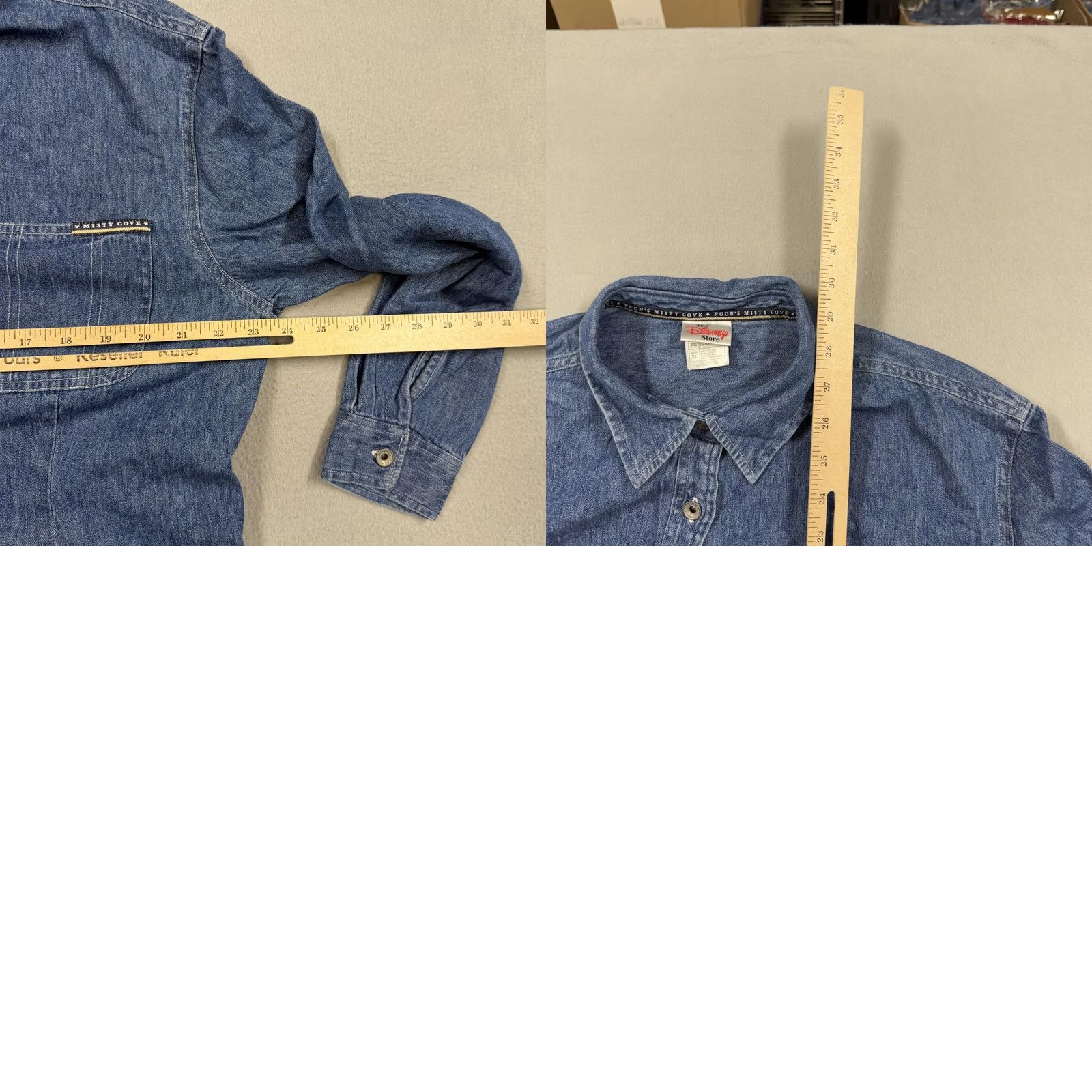 Disney VINTAGE Disney Store Winnie Pooh Piglet Shirt Womens XL Blue Denim Long Sleeve Size XL / US 12-14 / IT 48-50 - 8 Thumbnail
