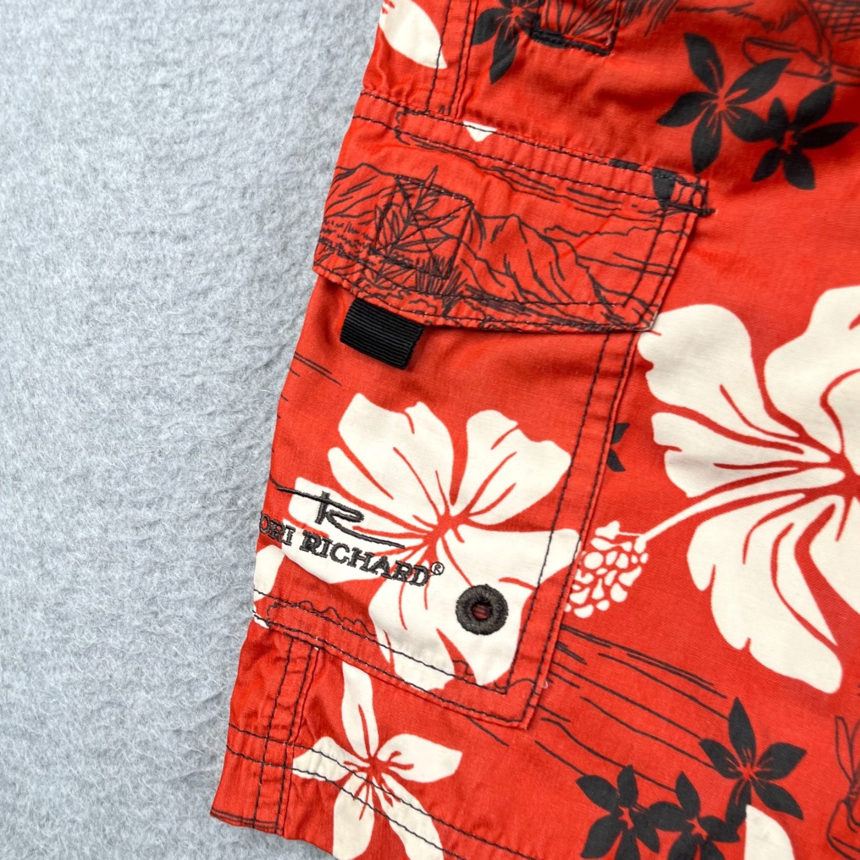 Tori Richard Tori Richard Swim Trunks Mens Medium Red Floral Lined Polyester Bathing Bottom Surfing Beach Size 40R - 2 Thumbnail
