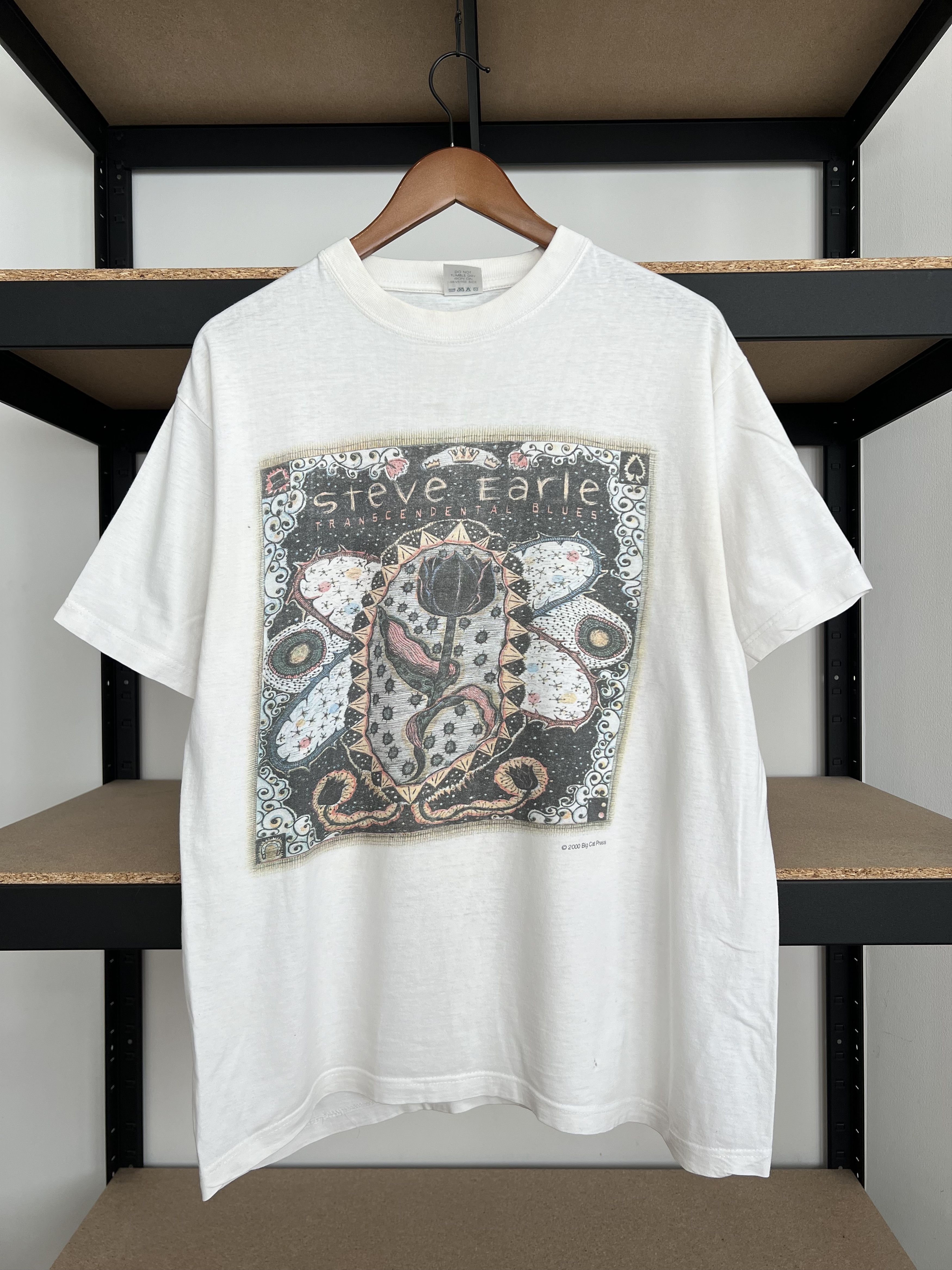 Band Tees Vintage 2000 Steve Earle Transcendental Blues White T-shirt Size US L / EU 52-54 / 3 - 1 Thumbnail