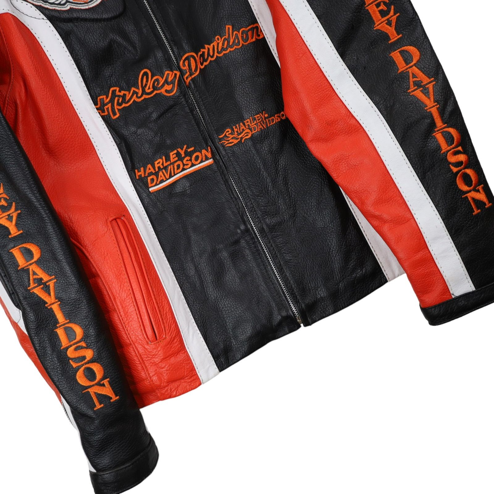 Harley Davidson × Vintage Vintage Harley Davidson Heavily Branded Leather Ridin Jacket Size L / US 10 / IT 46 - 3 Thumbnail