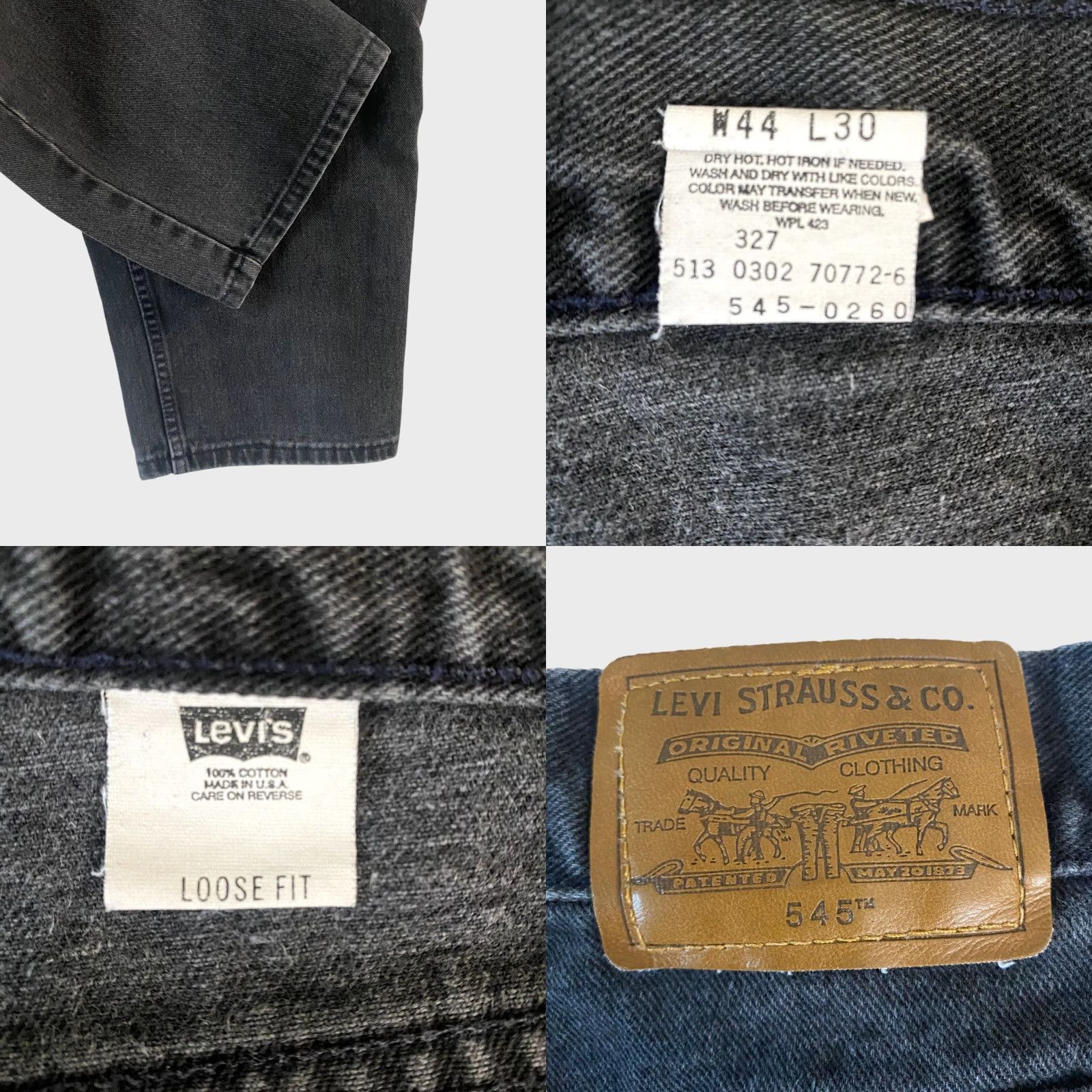 Levi's VINTAGE Levi's 545 Denim Jeans Loose Fit Black Mens 44 X 30 USA Jeans Mens Black Levi's 545 90s 2000s Tapered 5-Pocket Design Size US 44 / EU 60 - 8 Thumbnail