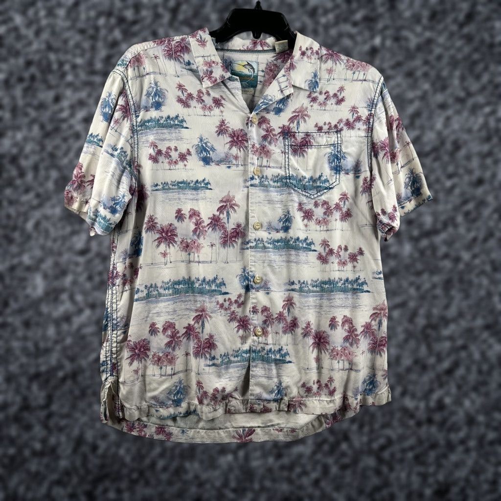 Tommy Bahama Tommy Bahama Mens XL Short Sleeve Button Down Shirt Solid White Pink Floral Shirt Mens XL White Floral Modern Tommy Bahama Shirt Size US XL / EU 56 / 4 - 1 Thumbnail