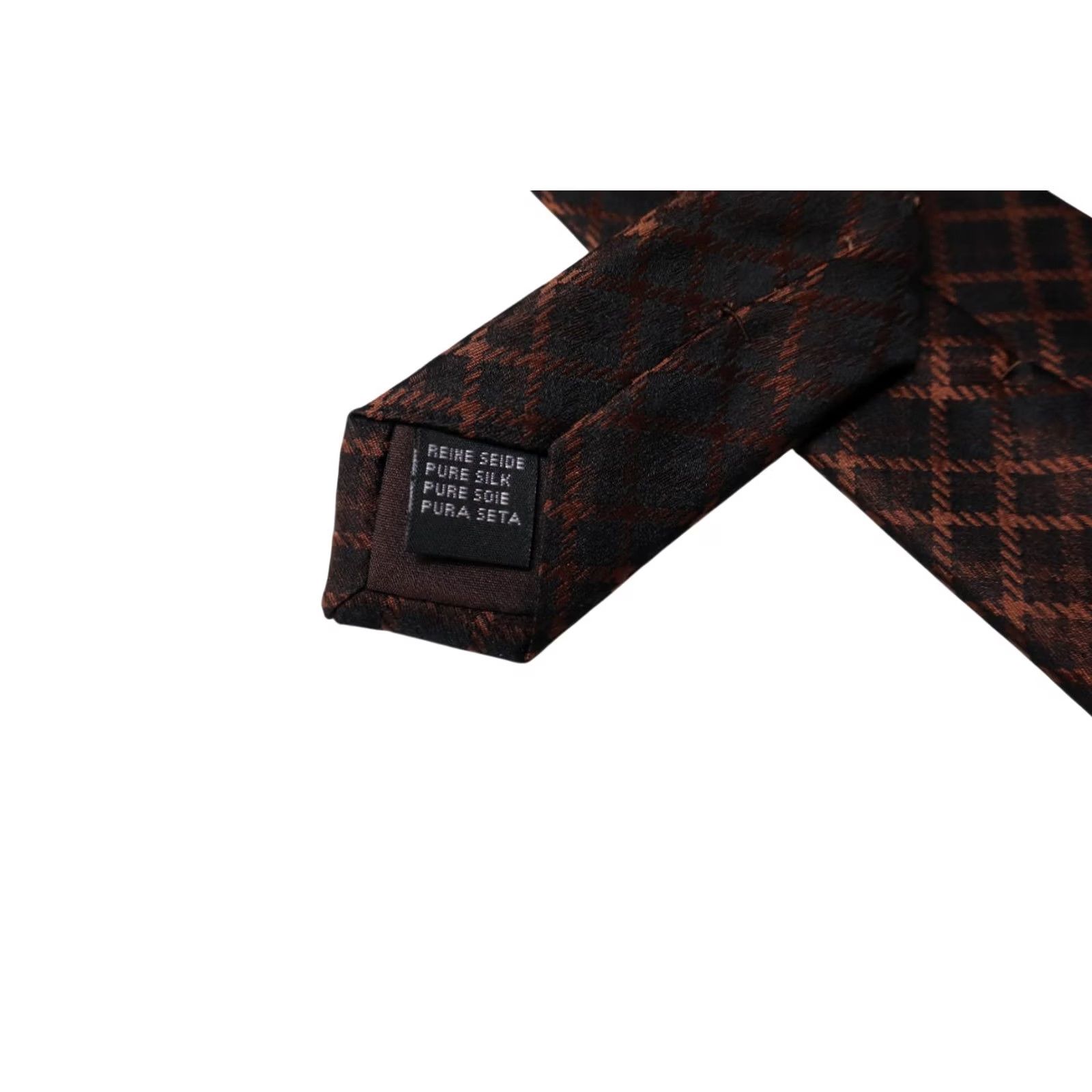 Vintage ATLAS DESIGN Tie Men's One Size Brown Pointed Patterned 100% Silk Texas? Size ONE SIZE - 7 Thumbnail