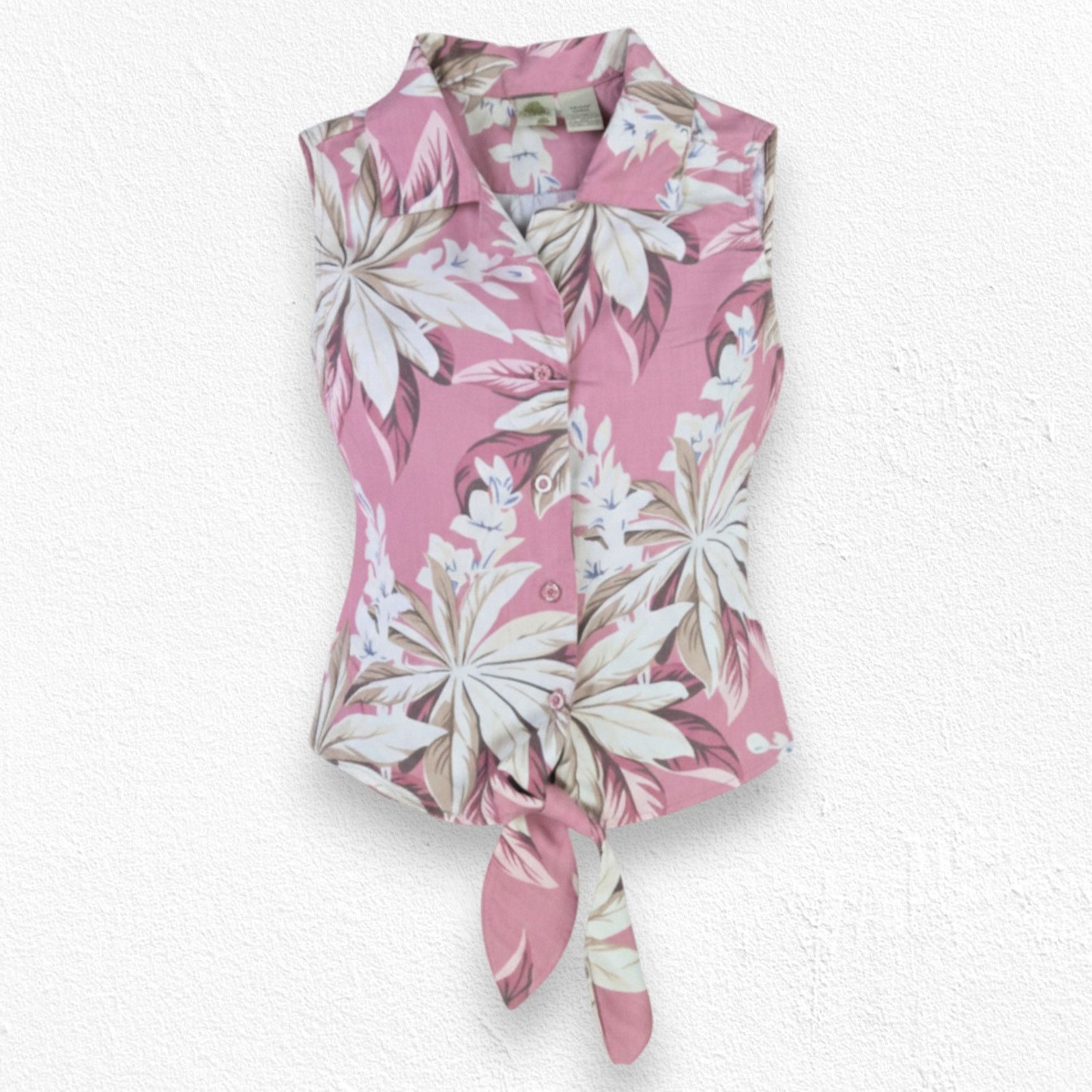 Vintage 90s Mauve Pink Tropical Floral Crop Top Size Small Size S / US 4 / IT 40 - 1 Thumbnail