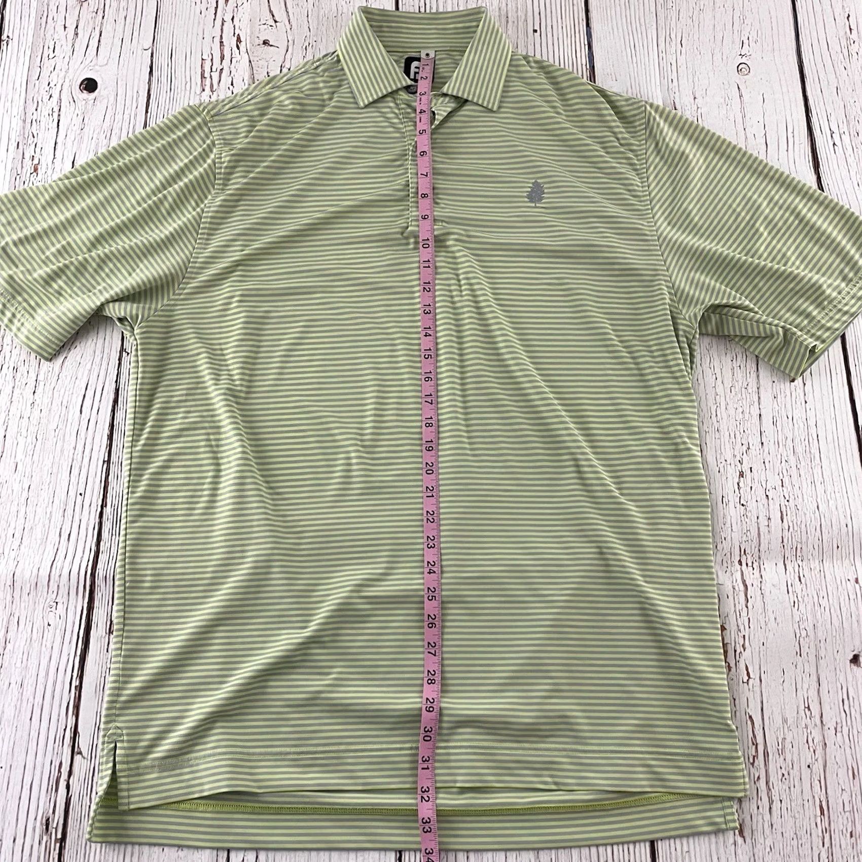 Footjoy FootJoy Striped Short Sleeve Button-Up Golf Polo Shirt Men's Large Green Gray Size US L / EU 52-54 / 3 - 5 Thumbnail