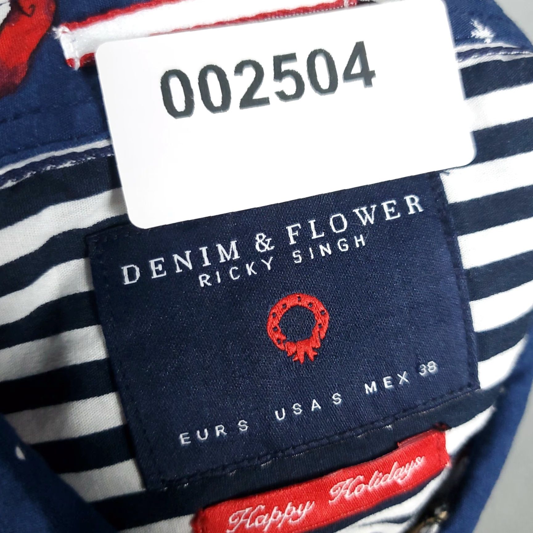 Denime VINTAGE Denim & Flower Shirt Men S Blue All Over Santa Christmas Button-Up Short Sleeve - Note: The item is not vintage per specs; avoid mislabeling. Size US S / EU 44-46 / 1 - 7 Thumbnail