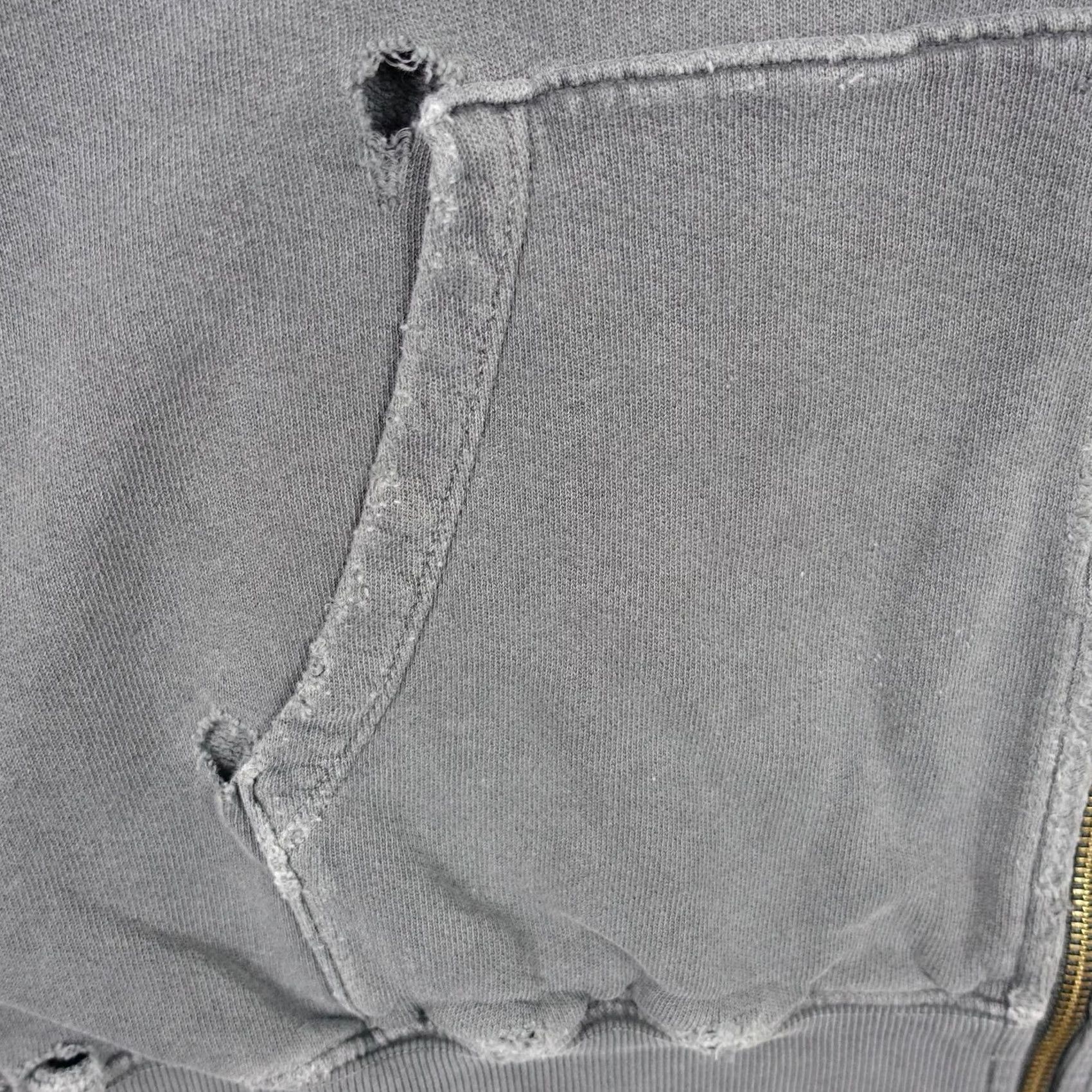 Vintage Joah Brown Hoodie Womens One Size Gray Full Zip Cotton Thrashed Grungy Casual Size ONE SIZE - 7 Thumbnail