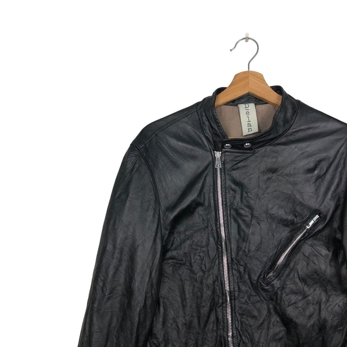 Vera Pelle 🔥CROPPED LEATHER JACKET BIKER ASYMMETRICAL DELAN ITALY Size US M / EU 48-50 / 2 - 9 Thumbnail