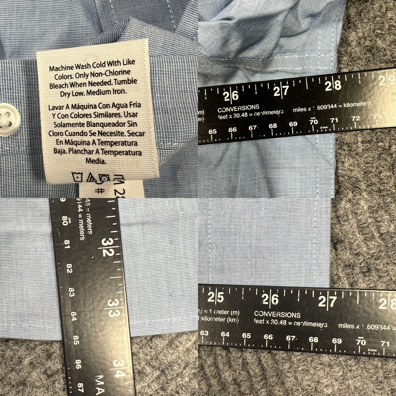 George George Mens 2XL Blue Poplin Classic Fit Stretch Long Sleeve Button Down NWT Size US XXL / EU 58 / 5 - 9 Thumbnail