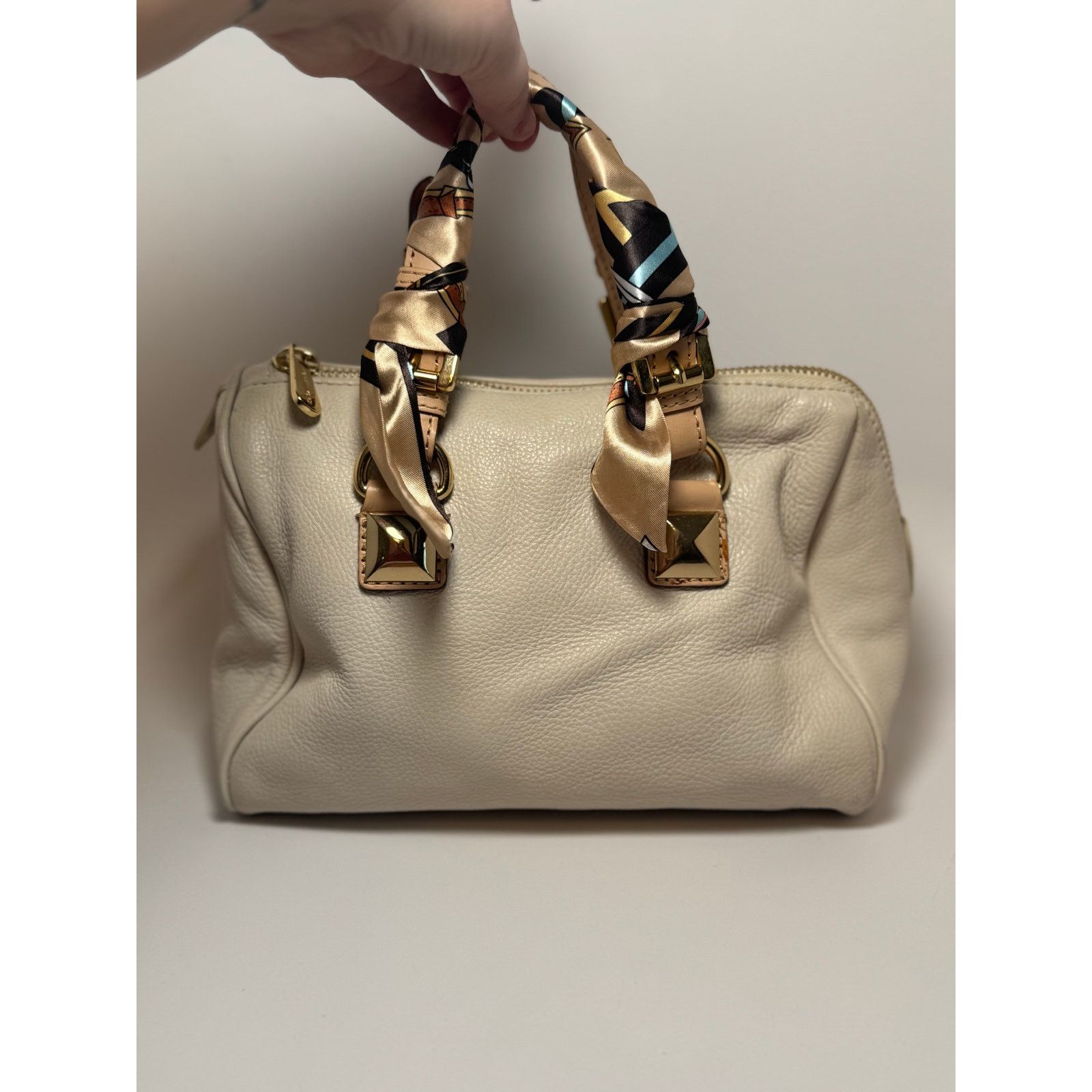 Michael Kors Michael Kors Grayson Satchel Bag Cream & Leather w/Scarf Size ONE SIZE - 1 Thumbnail