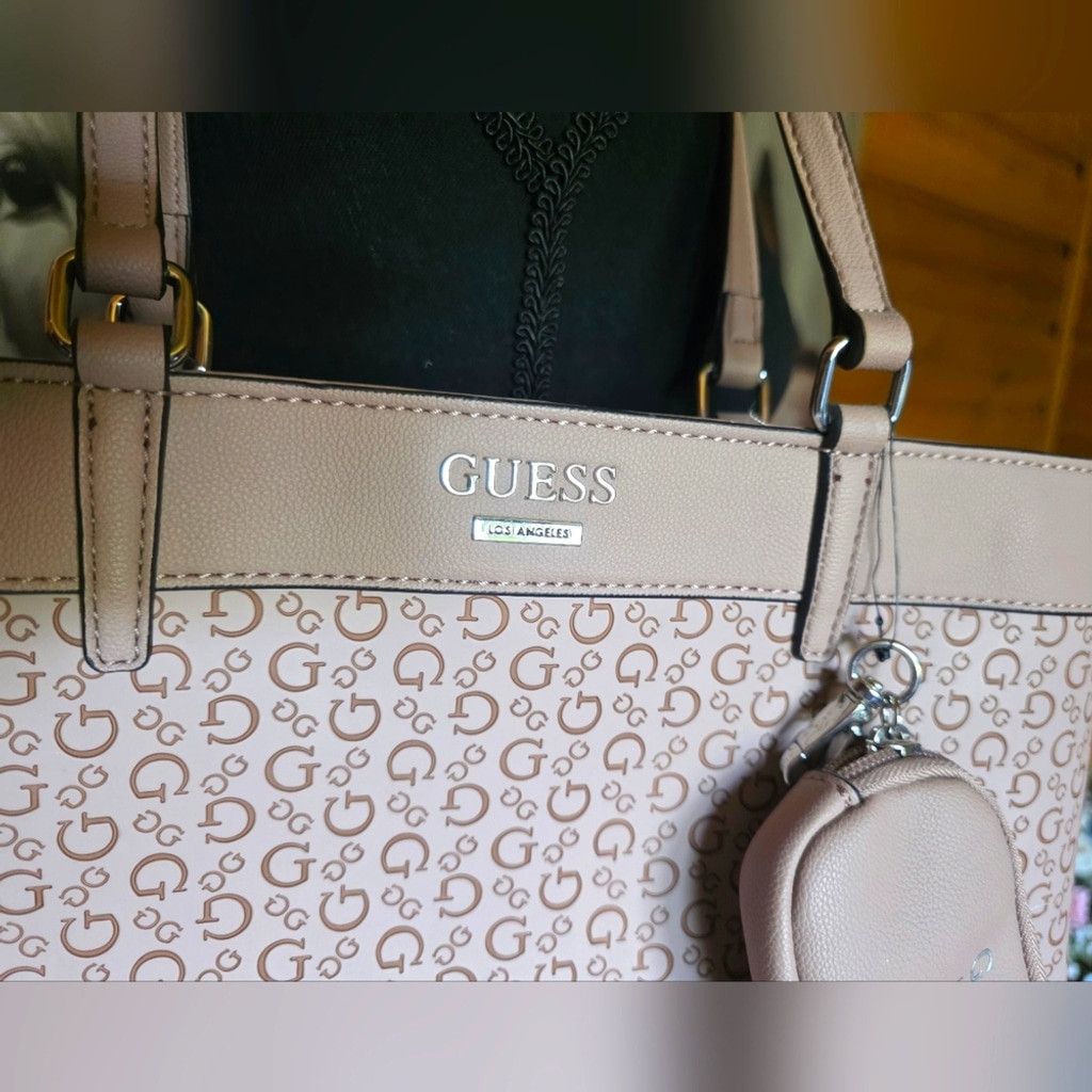 Guess Guess Light Pink Monogram Tote with Pouch Size ONE SIZE - 6 Thumbnail