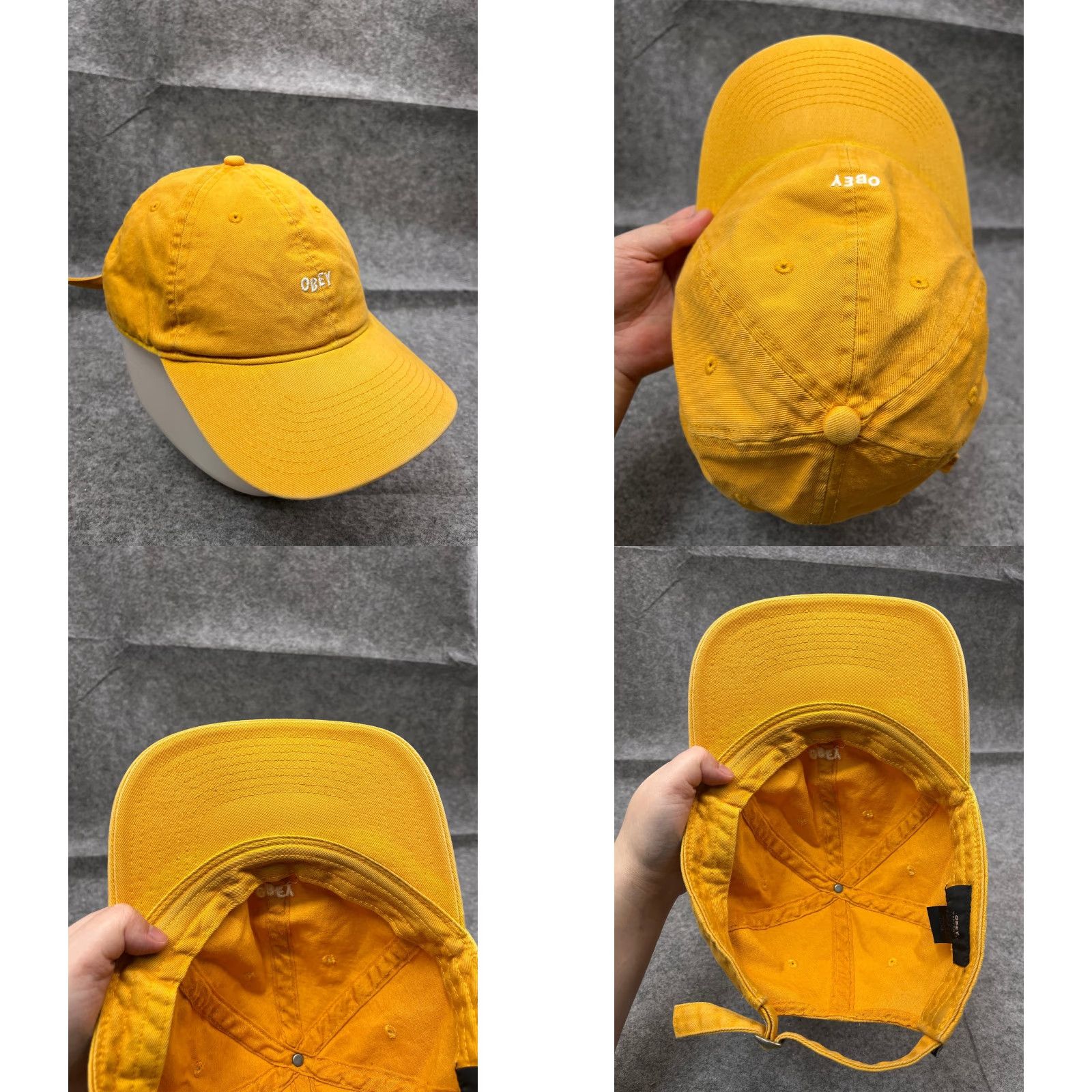 Obey OBEY Hat Cap Strap Back Adult One Size Yellow 100% Cotton Embroider Beach Twill Size ONE SIZE - 8 Thumbnail