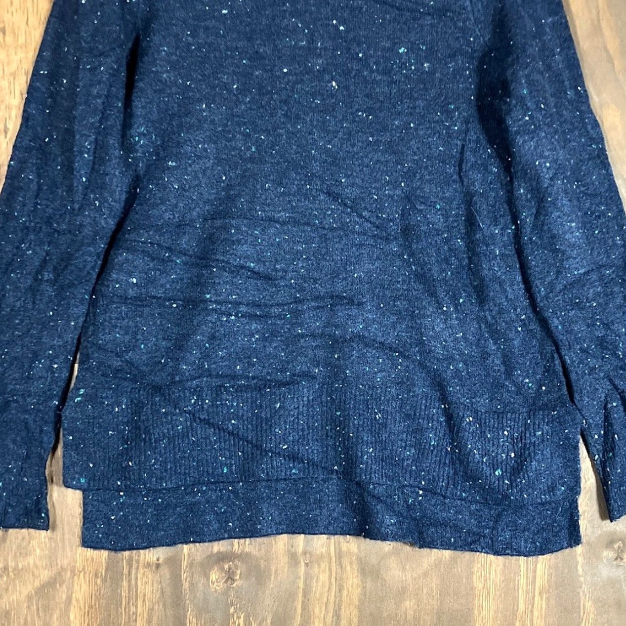 Loft LOFT Sweater Navy Blue Speckled Mock Neck Long Sleeve Small Womens Regular Knit Pullover Fall Winter Casual Workwear Size S / US 4 / IT 40 - 3 Thumbnail